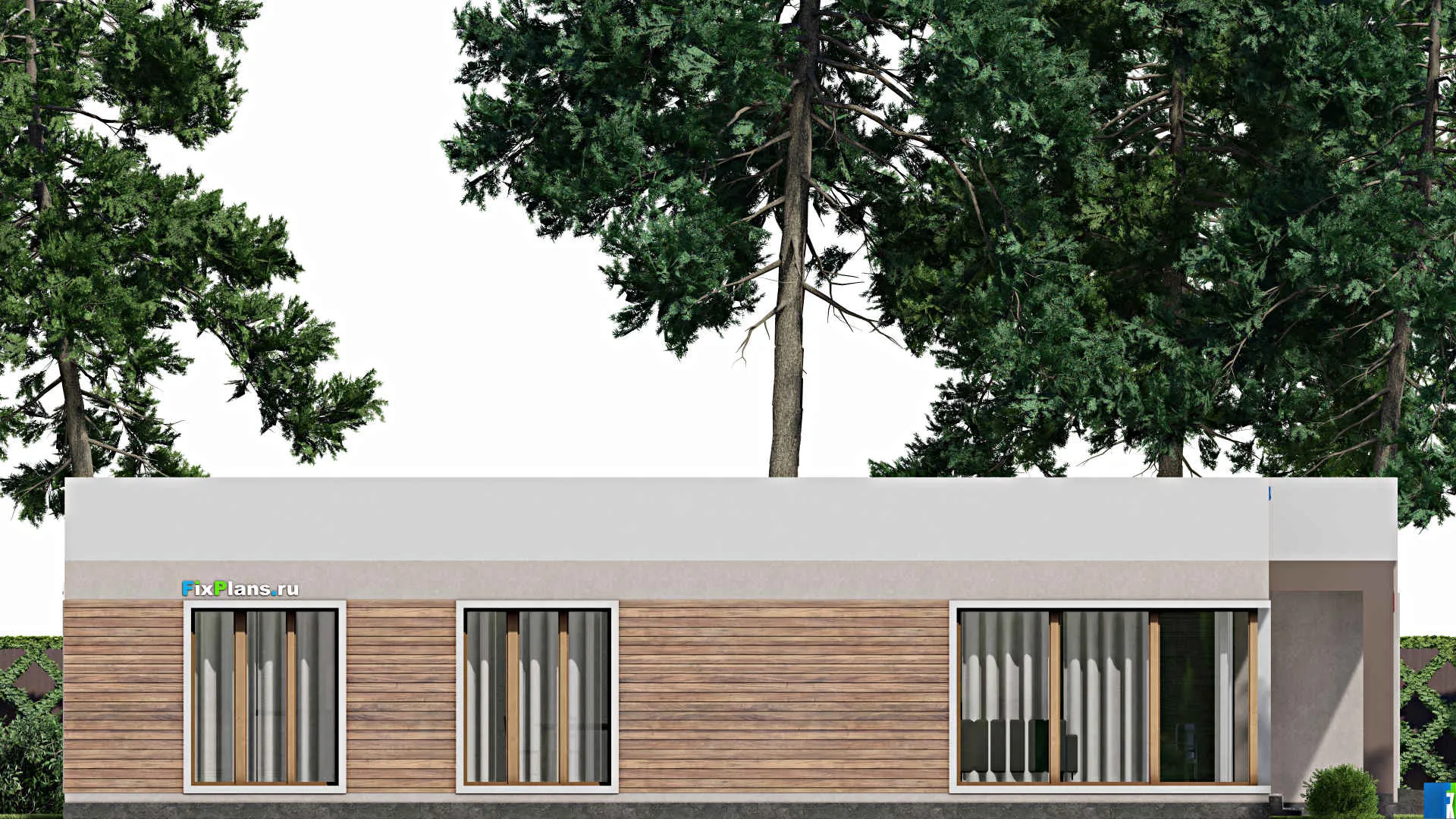 F-8936 - Проект одноэтажного дома 18 на 18, площадью 240 м² с гаражом на 2 машины и 3 спальнями