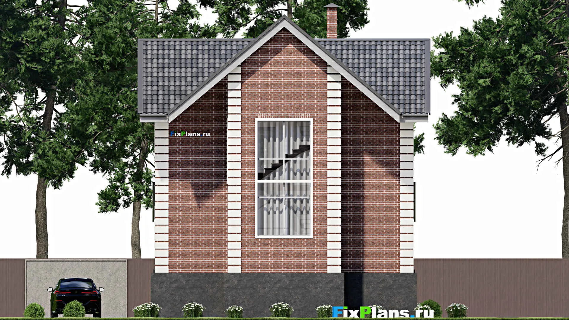 F-6326 - Проект дома с мансардой 10 на 11, площадью 180 м² с балконом, цокольным этажом и 4 спальнями