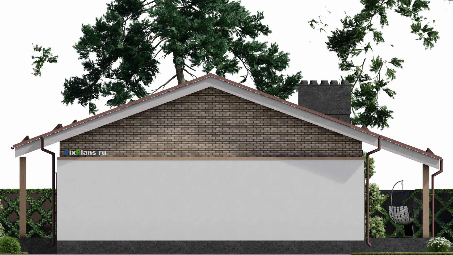 F-2321 - Проект одноэтажного дома 12 на 13, площадью 140 м² с террасой и 3 спальнями