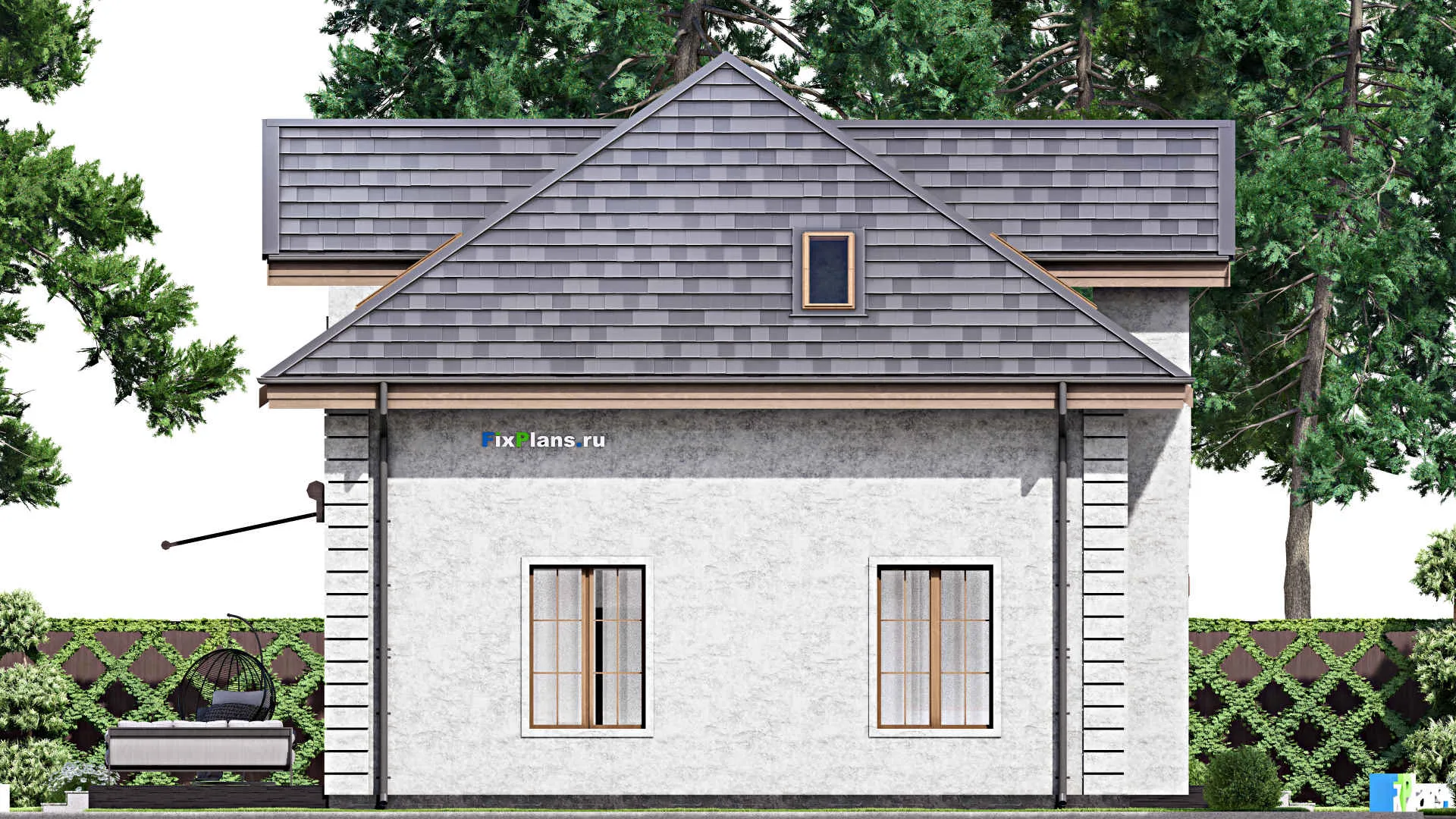 F-14426 - Проект дома с мансардой 12 на 15, площадью 200 м² с террасой и 4 спальнями