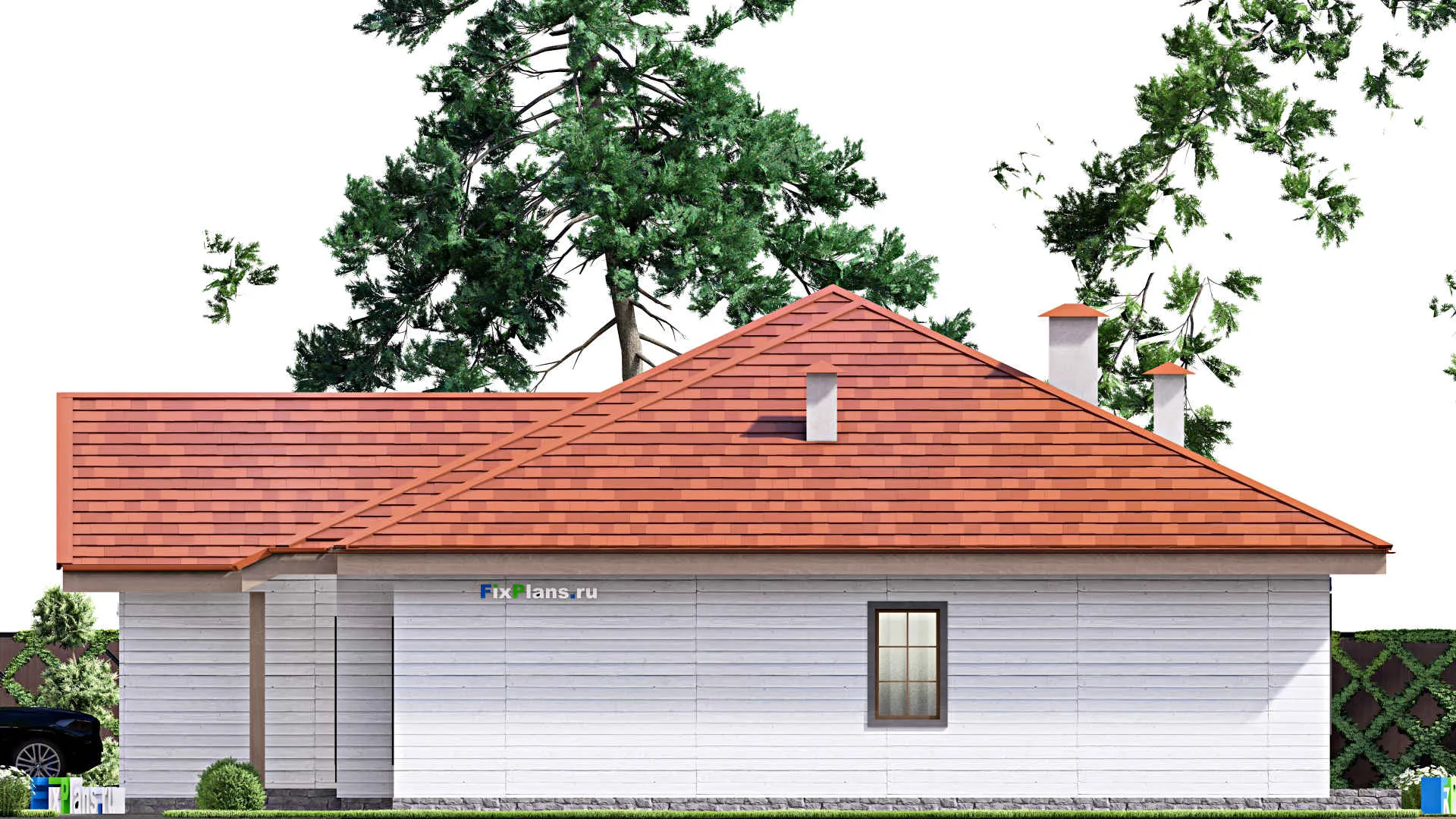 F-16343 - Проект одноэтажного дома 17 на 17, площадью 210 м² с 3 спальнями