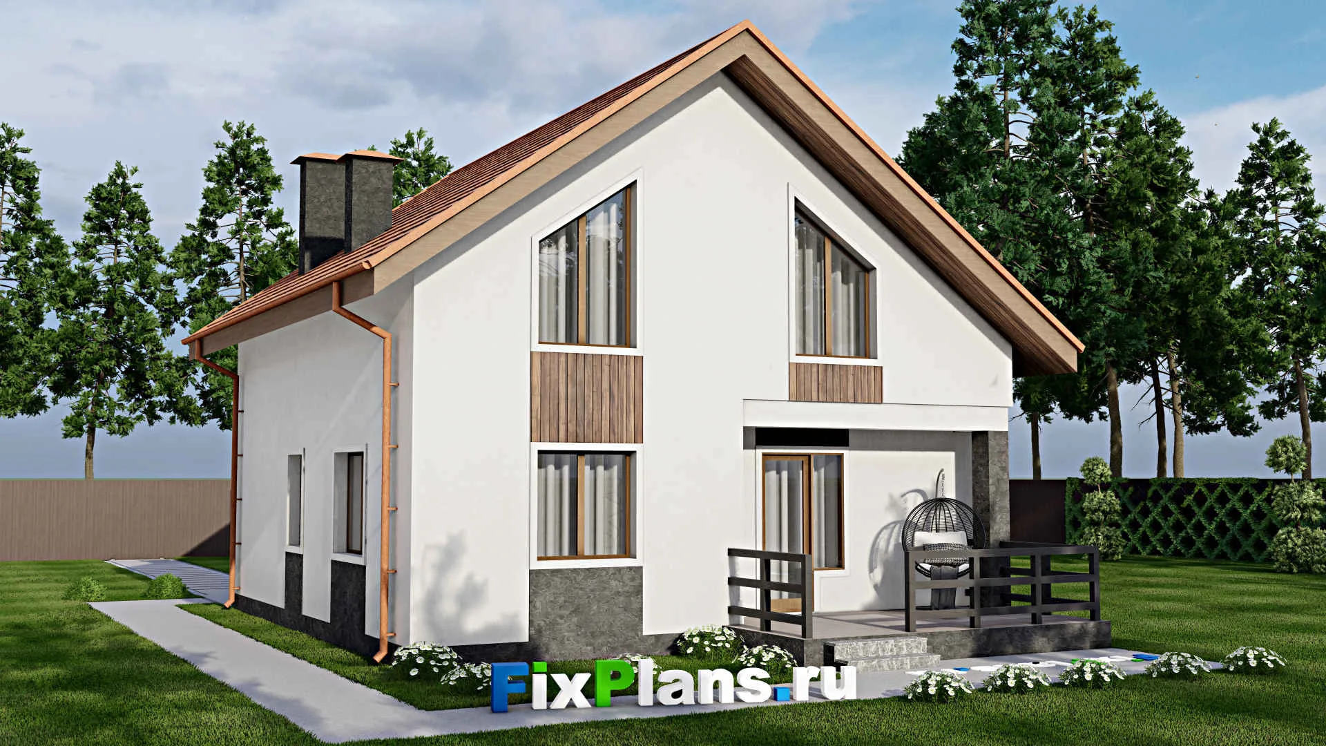 F-10493 - Планы дома с мансардой 10 на 14, площадью 150 м² с 4 спальнями