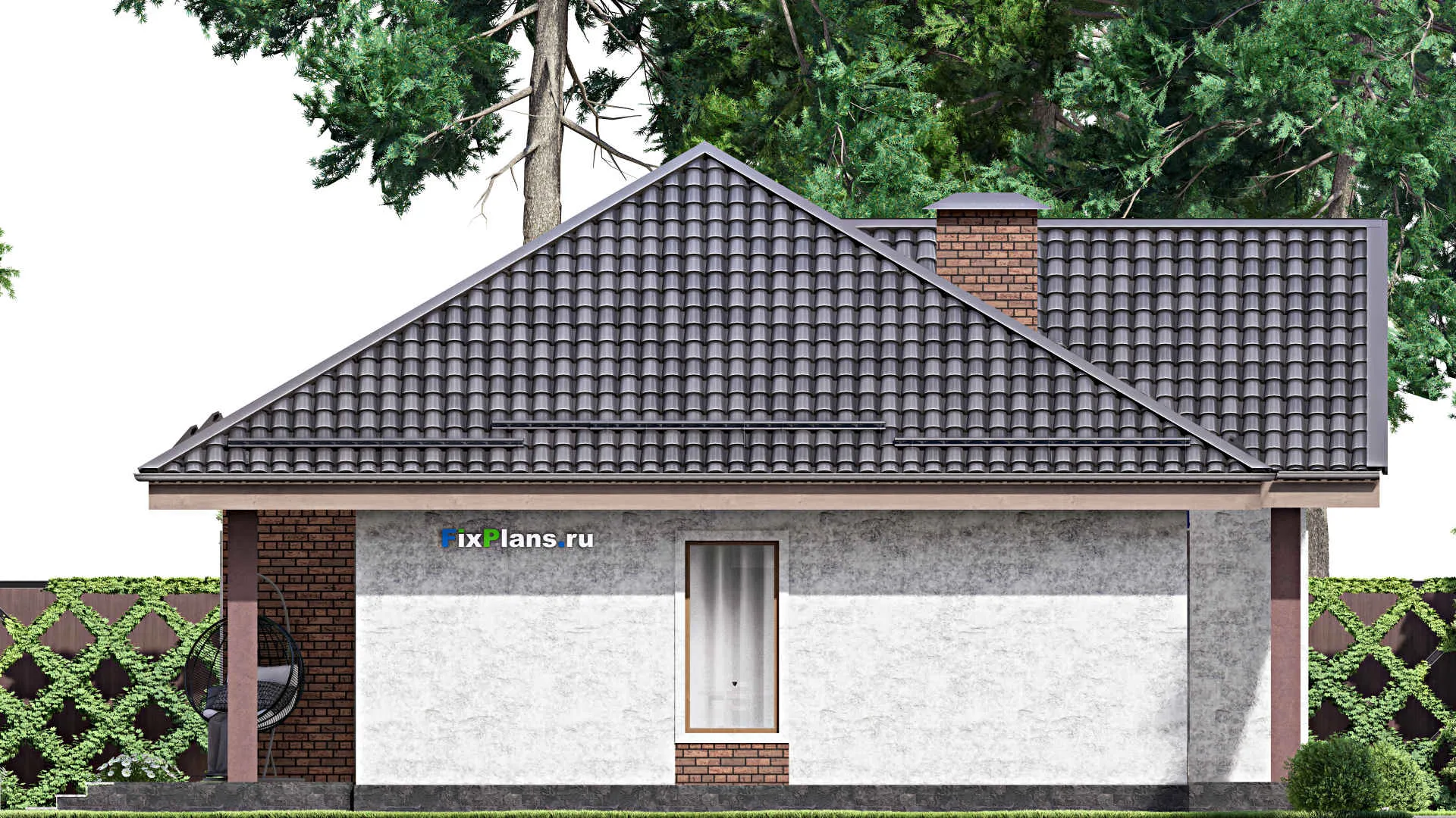 F-12950 - Проект одноэтажного дома 12 на 14, площадью 120 м² с террасой и 3 спальнями