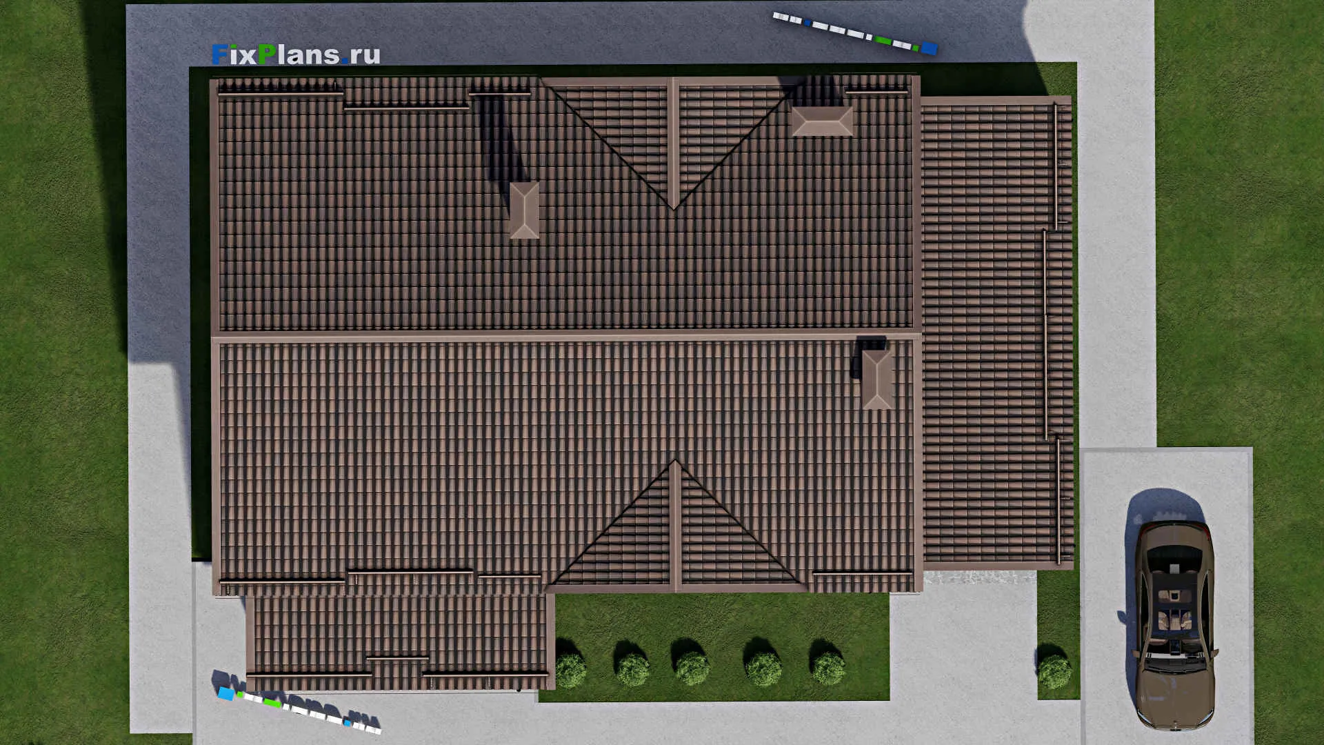 F-8090 - Проект дома с мансардой 14 на 20, площадью 290 м² с террасой и 4 спальнями