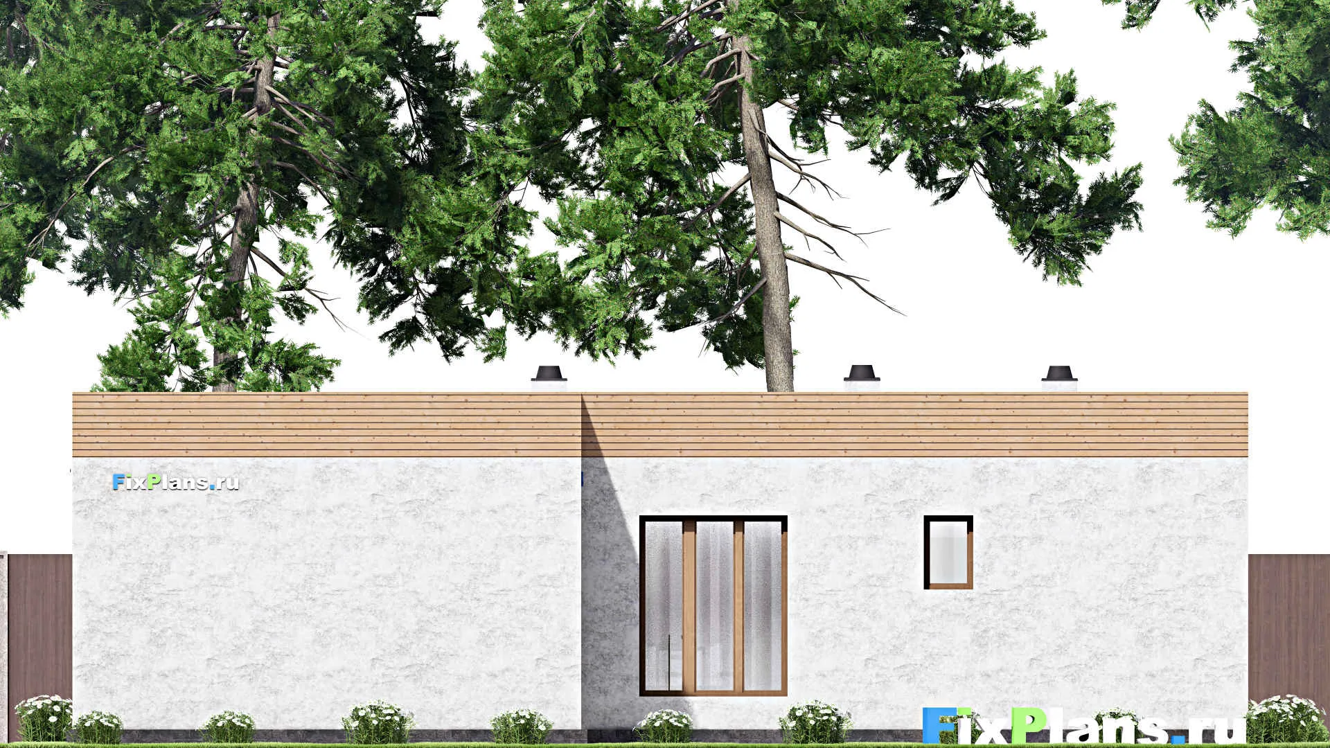 F-15020 - Проект бани 15 на 17, площадью 140 м² с комнатой отдыха, терассой, бассейном и санузлом