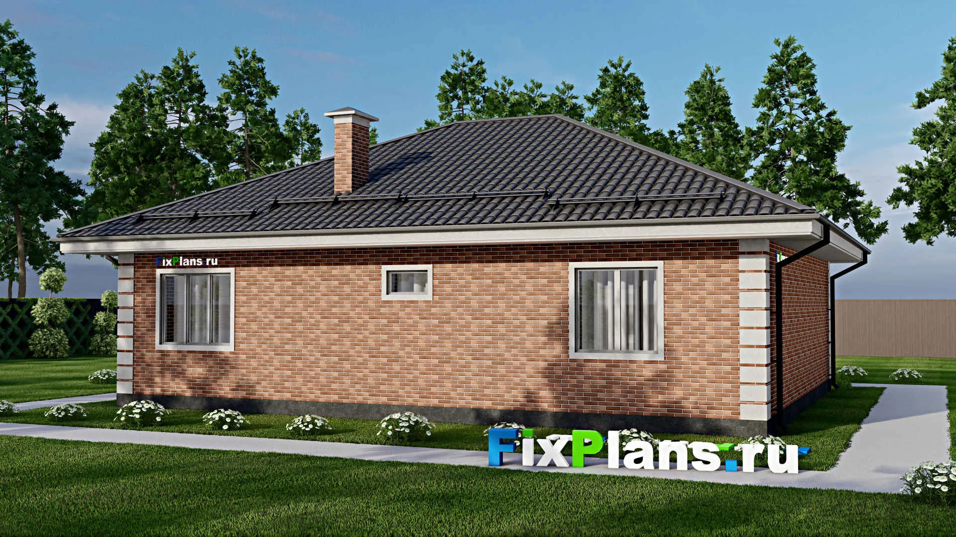 F-4040 - Проект одноэтажного дома 11 на 14, площадью 120 м² с 2 спальнями