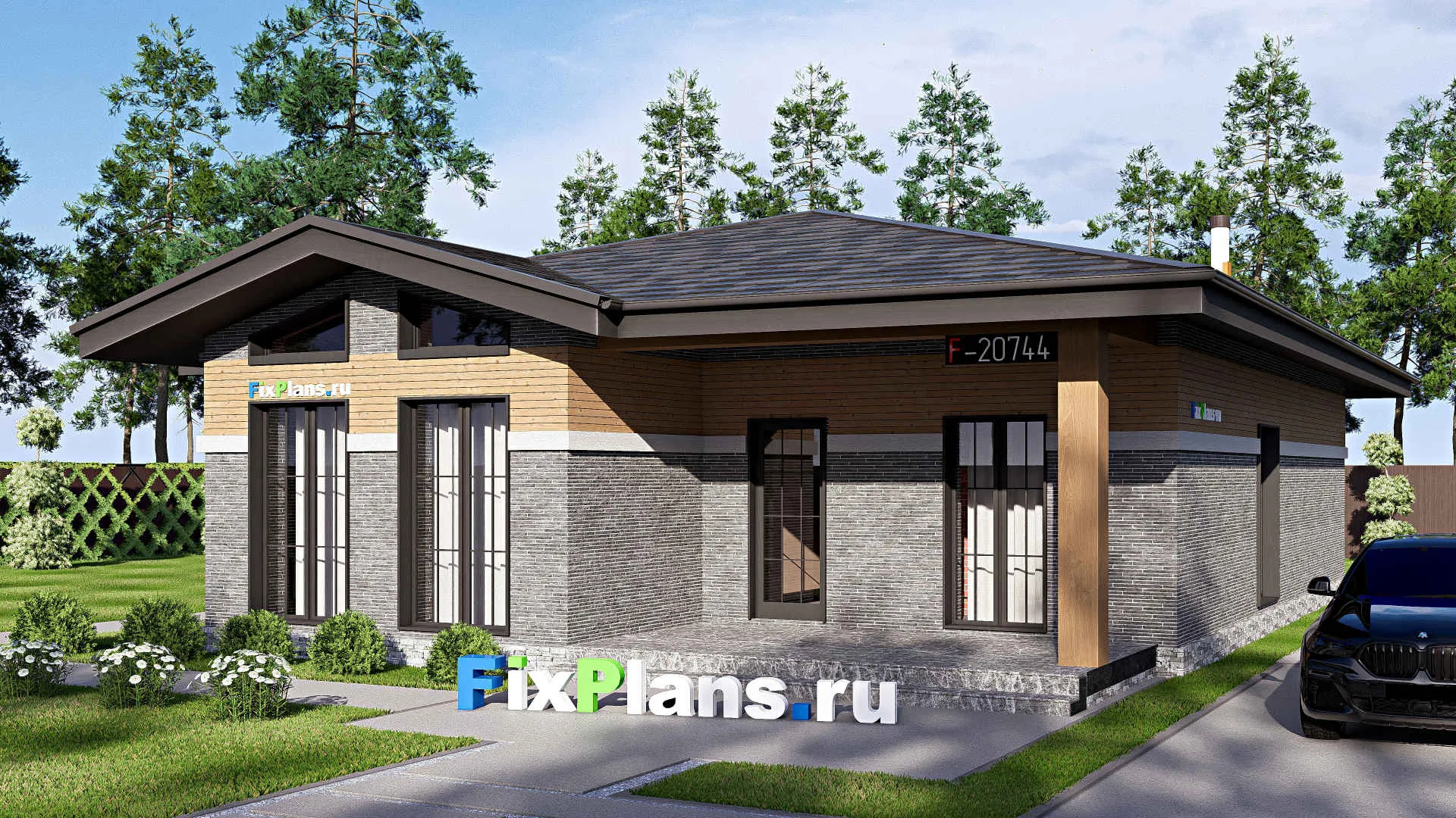 F-20744 - Проект одноэтажного дома 13 на 17, площадью 150 м² с 3 спальнями