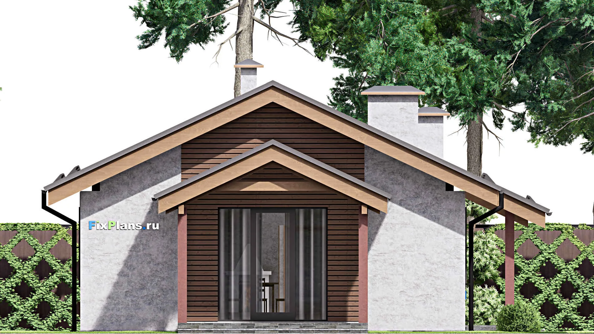 F-12788 - Проект одноэтажного дома 10 на 15, площадью 100 м² с террасой и 3 спальнями