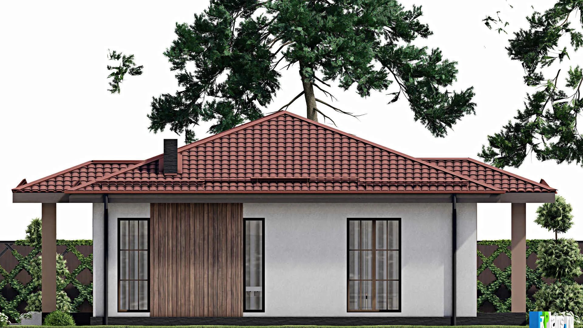 F-3923 - Проект одноэтажного дома 11 на 14, площадью 120 м² с 3 спальнями