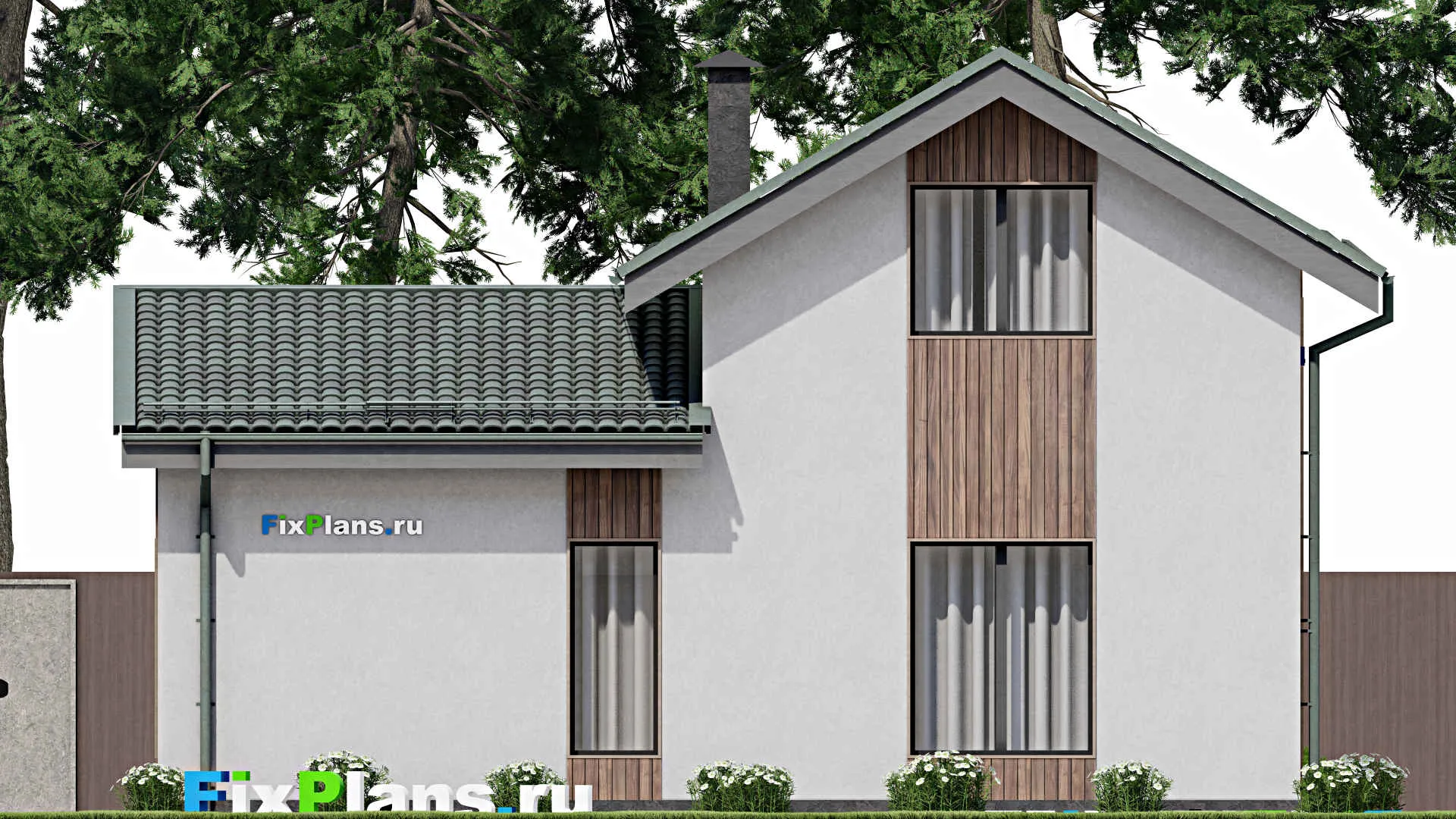 F-6983 - Проект дома с мансардой 11 на 13, площадью 140 м² с 5 спальнями