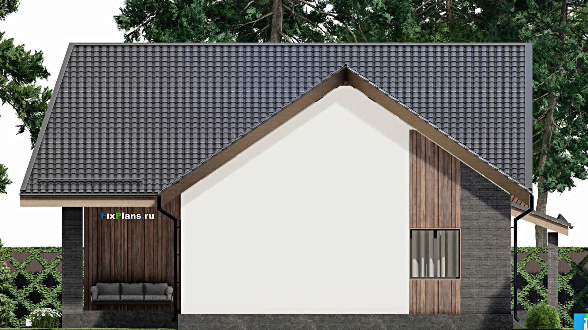 F-4814 - Проект дома с мансардой 13 на 21, площадью 210 м² с террасой и 4 спальнями