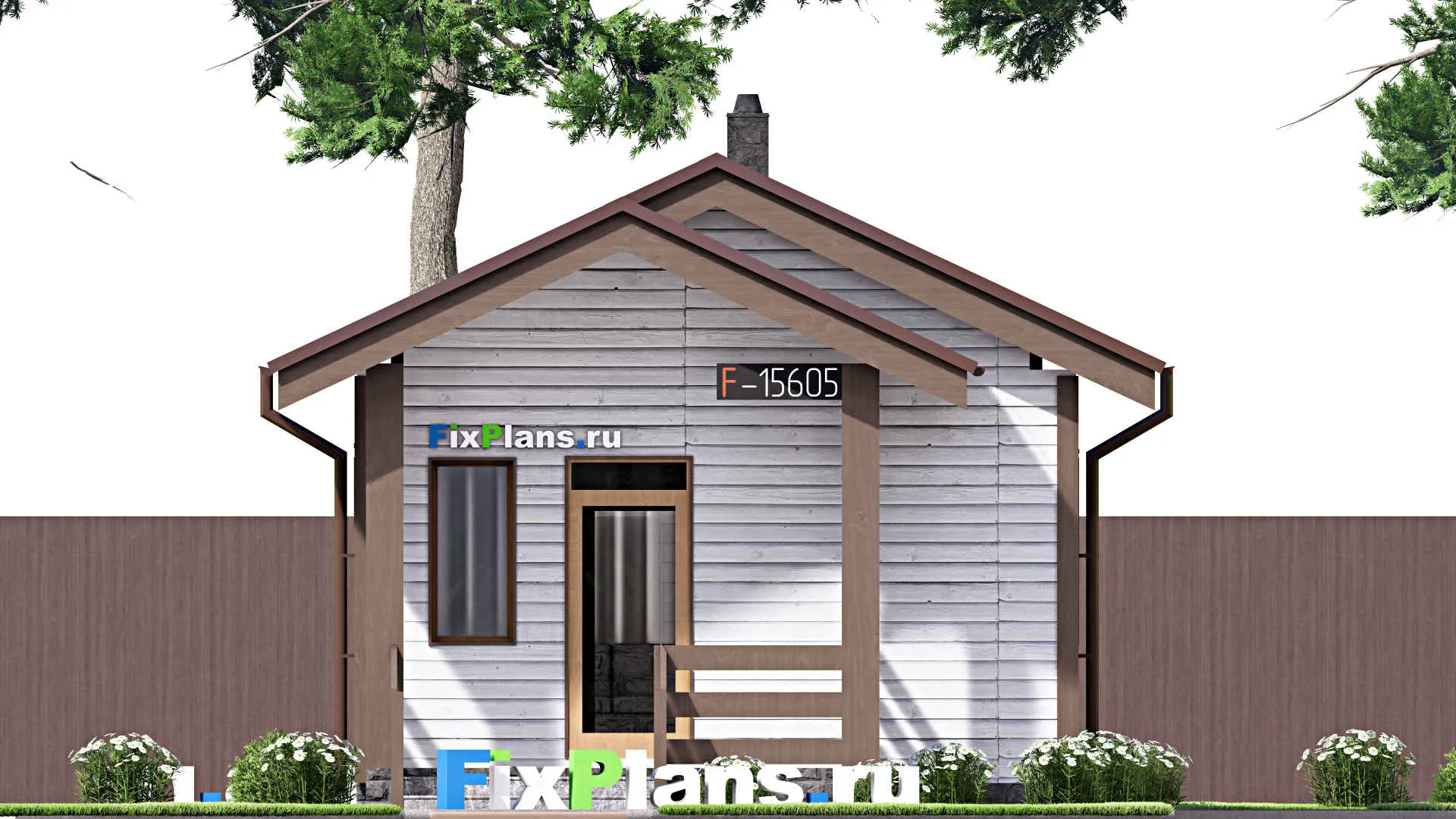 F-15605 - Проект бани 6 на 8, площадью 30 м² с комнатой отдыха и терассой