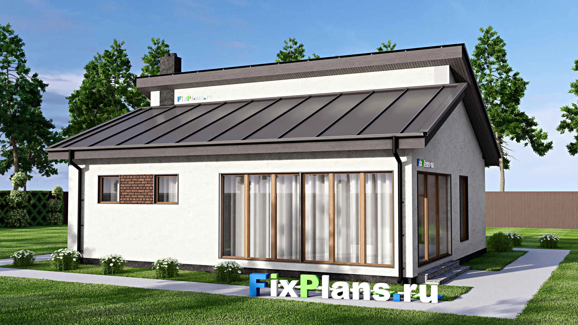 F-15128 - Проект бани 11 на 12, площадью 90 м² с терассой, санузлом и спальней