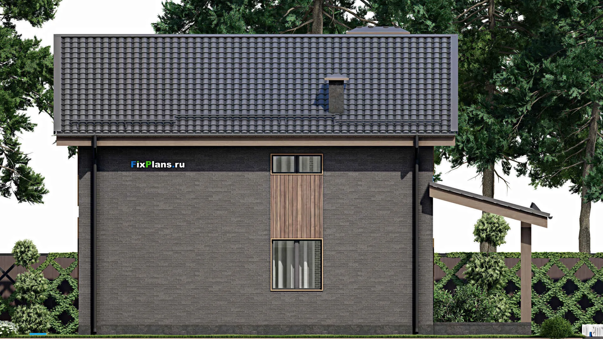 F-4697 - Планы дома с мансардой 11 на 11, площадью 210 м² с террасой, балконом и 4 спальнями