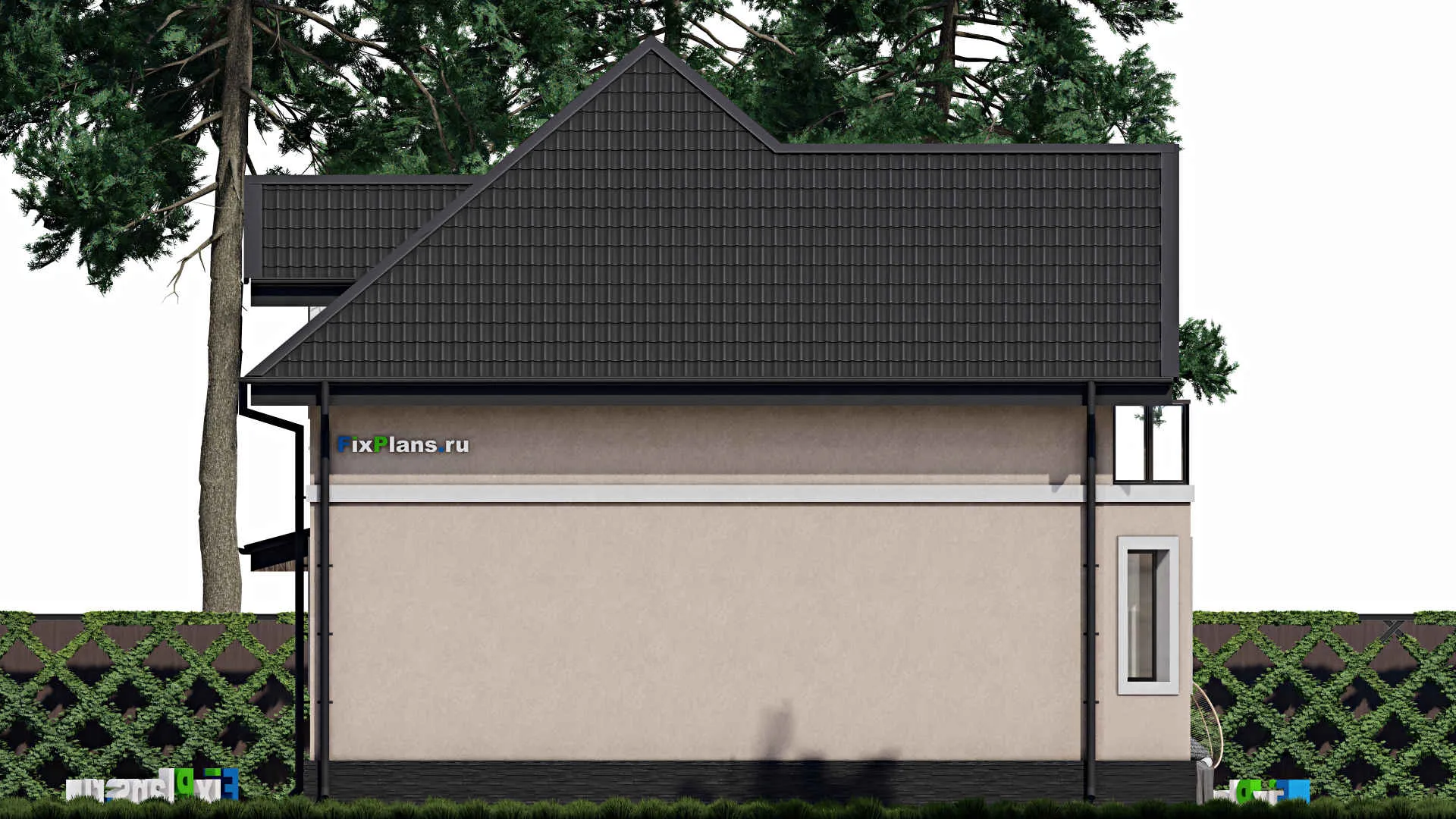 F-0197i - Проект дома с мансардой 11 на 15, площадью 160 м² с террасой, балконом, гаражом на 1 машину и 4 спальнями