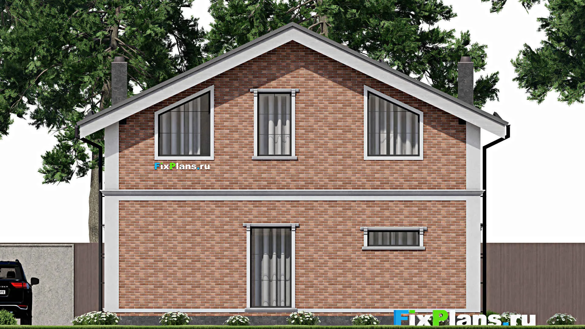 F-8531 - Проект дома с мансардой 10 на 11, площадью 120 м² с балконом и 3 спальнями