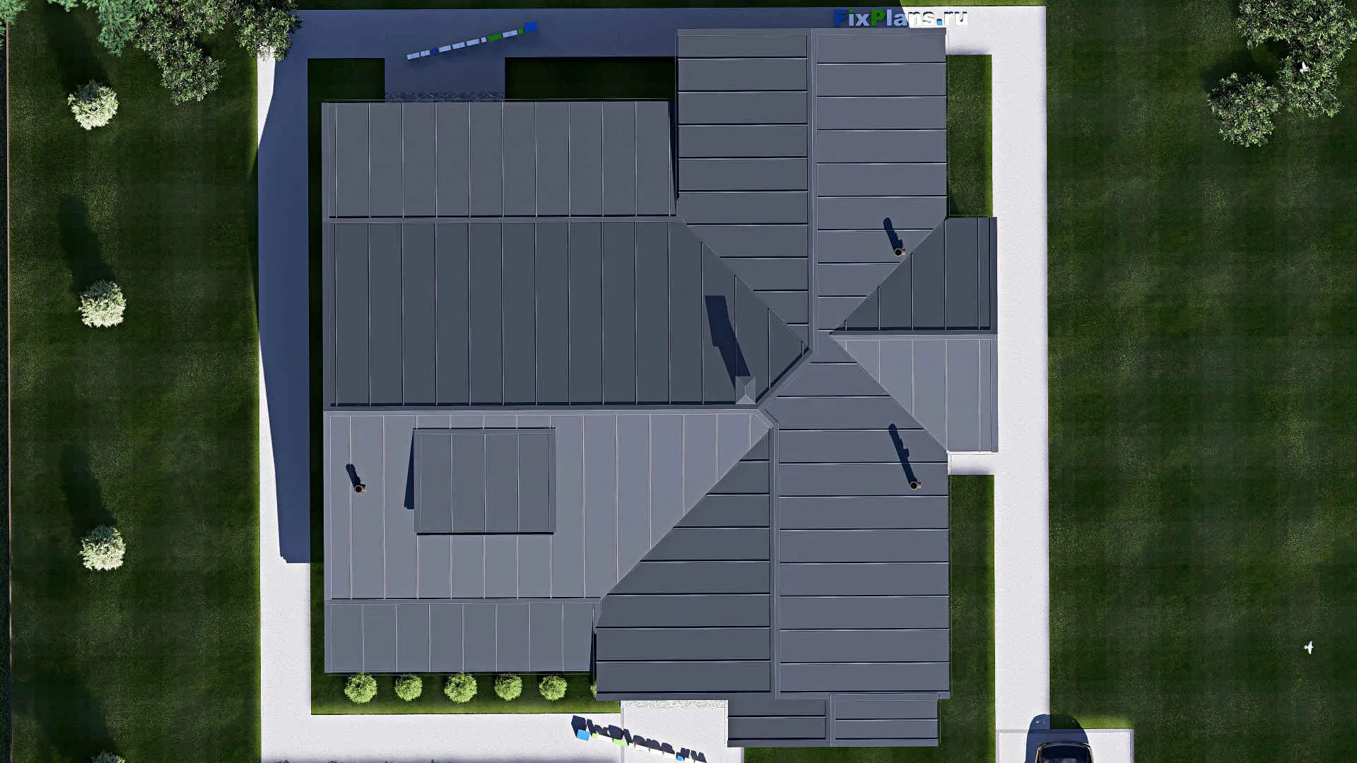 F-20204 - Проект одноэтажного дома 19 на 20, площадью 260 м² с террасой и 2 спальнями