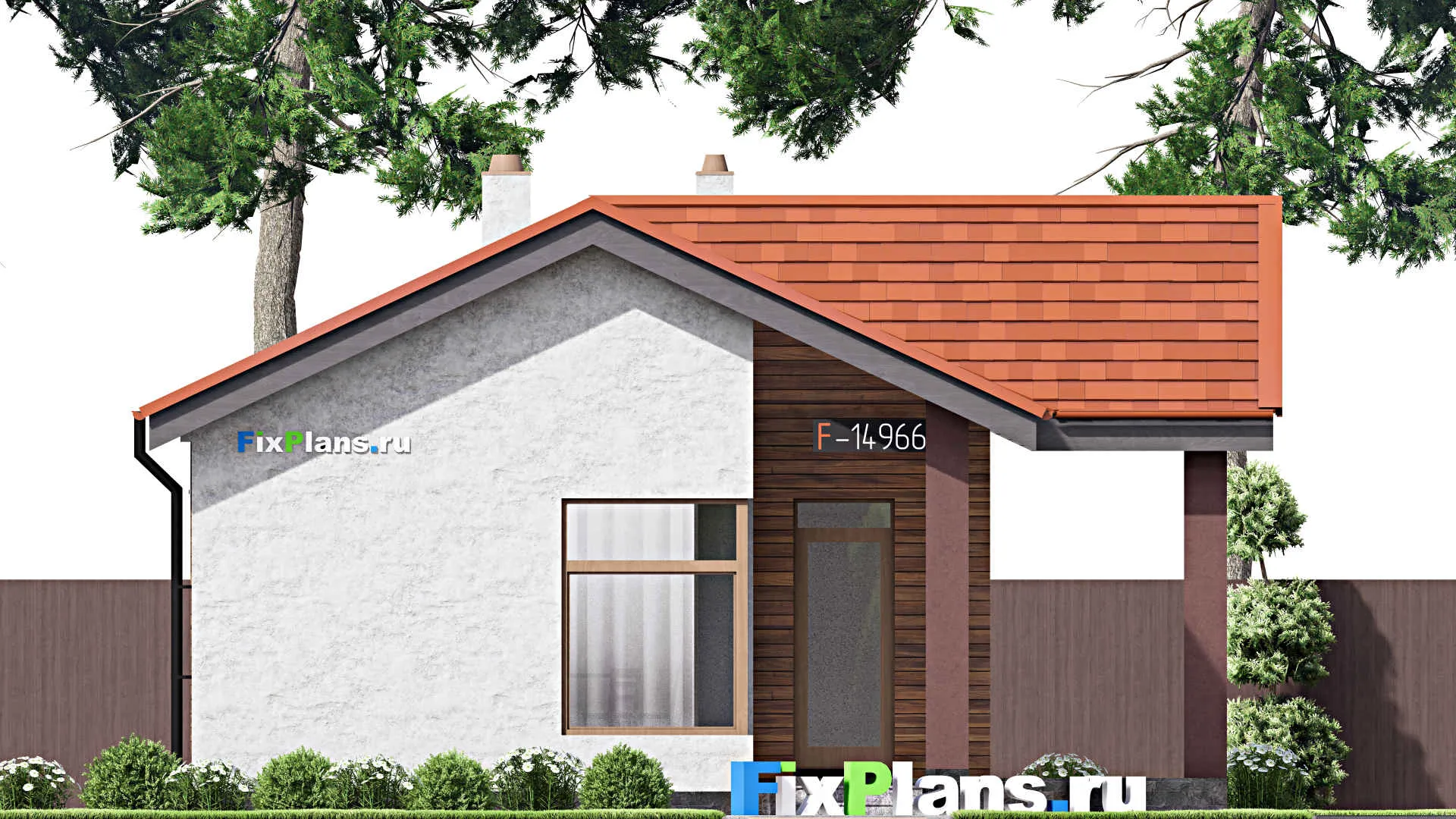 F-14966 - Проект бани 9 на 10, площадью 60 м² с комнатой отдыха, терассой и санузлом