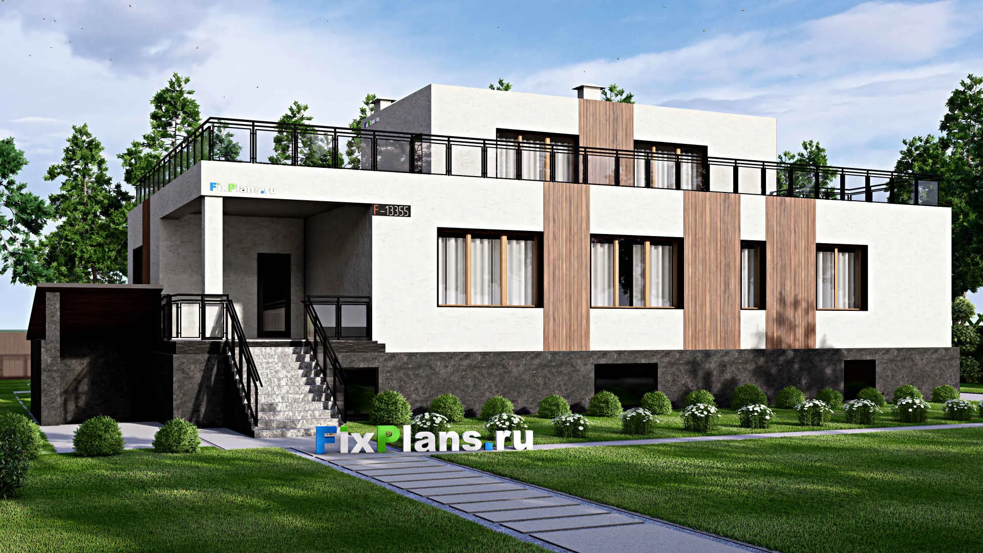F-13355 - Проект двухэтажного дома 13 на 24, площадью 300 м² с 4 спальнями