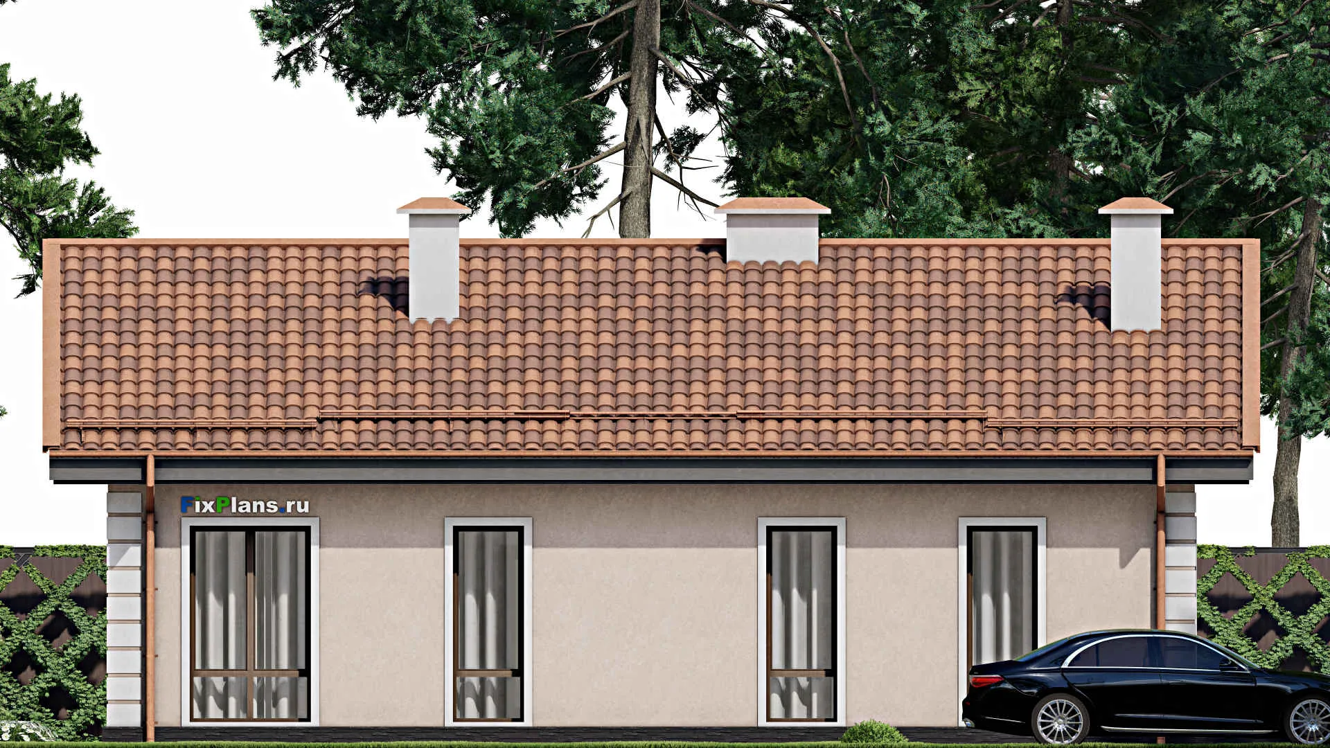 F-9818 - Проект одноэтажного дома 10 на 15, площадью 100 м² с 2 спальнями