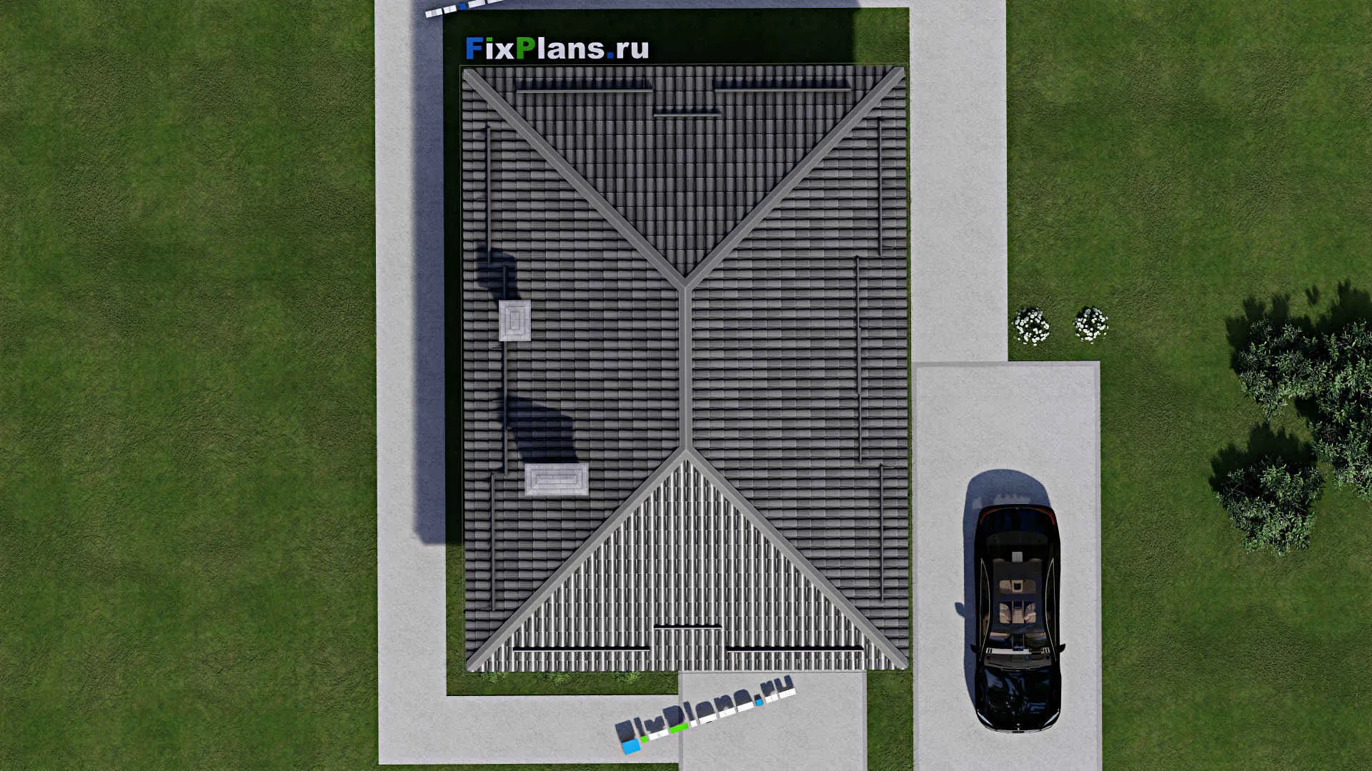F-5570 - Проект одноэтажного дома 8 на 12, площадью 70 м² с террасой и 3 спальнями