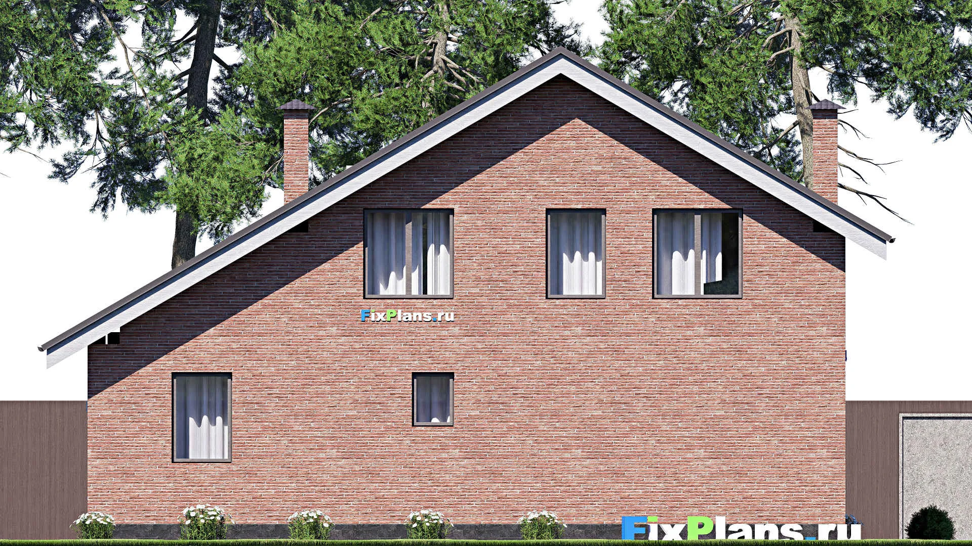 F-18953 - Проект дома с мансардой 12 на 13, площадью 190 м² с террасой, балконом и 4 спальнями