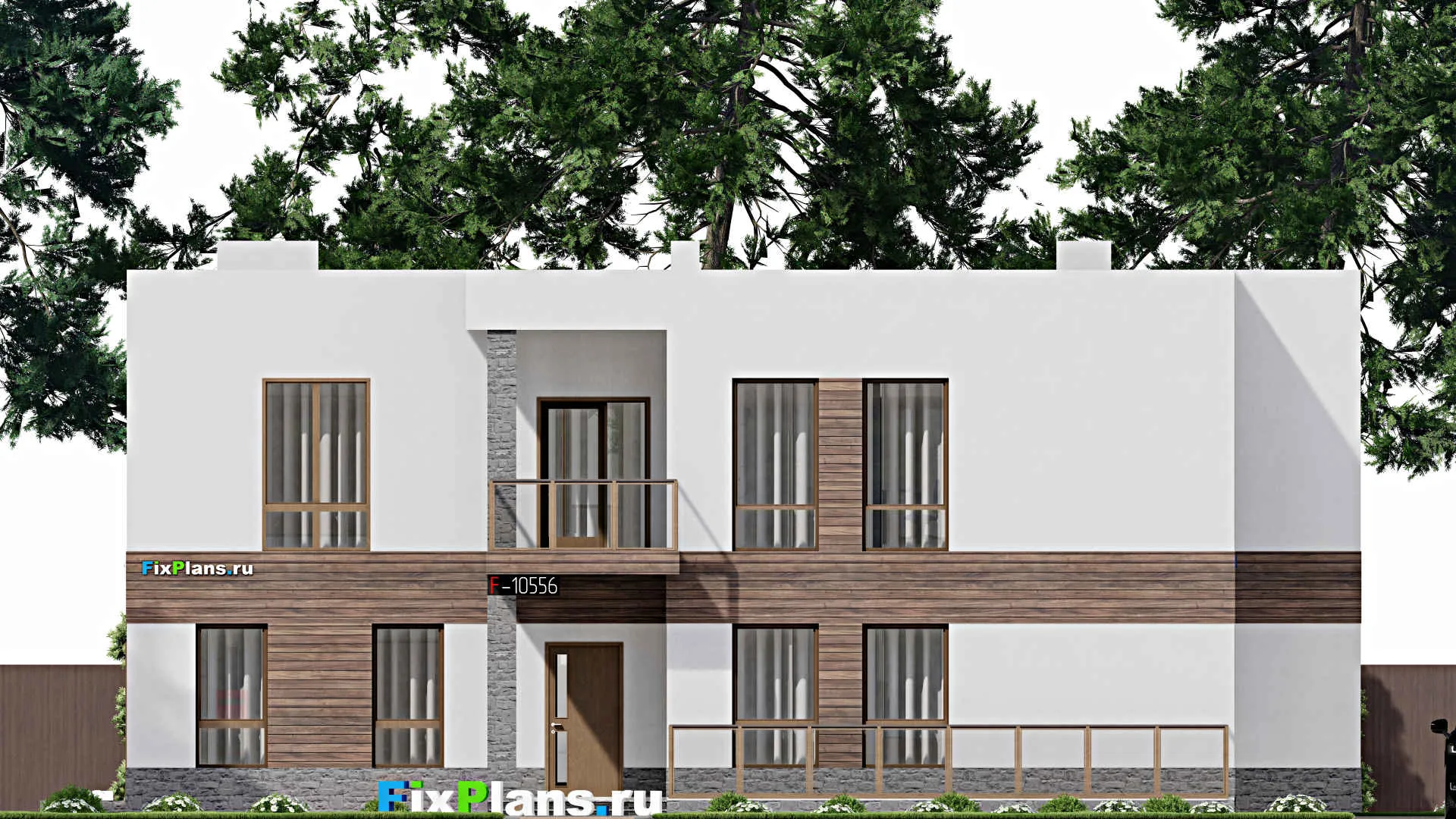 F-10556 - Проект двухэтажного дома 18 на 19, площадью 360 м² с террасой, балконом и 5 спальнями