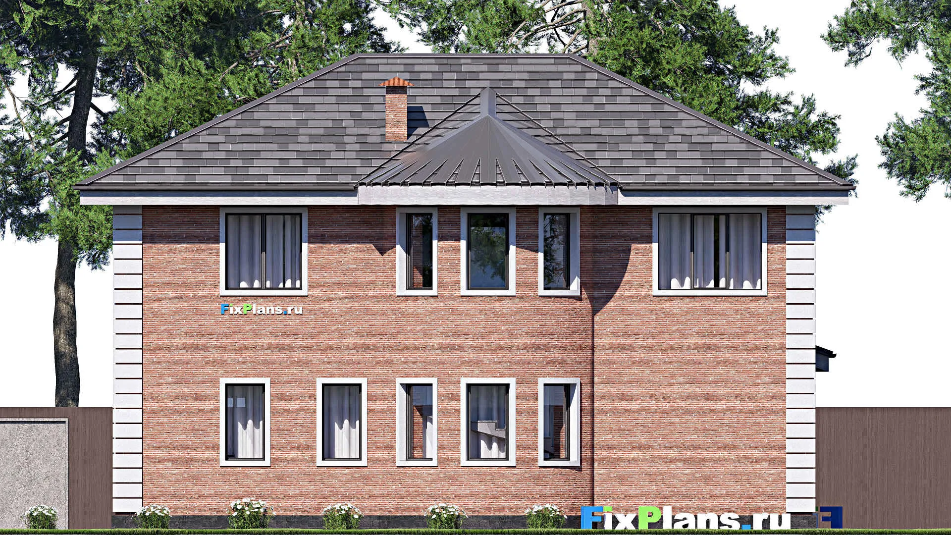 F-18143 - Проект двухэтажного дома 13 на 14, площадью 190 м² с балконом и 5 спальнями