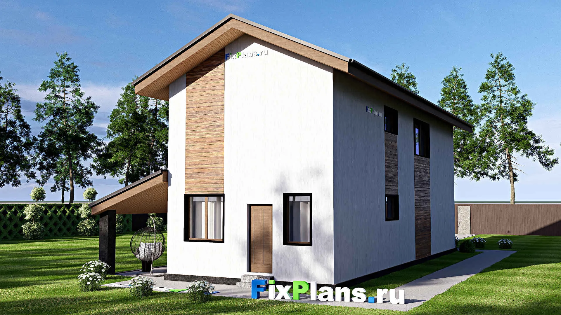 F-17495 - Проект двухэтажного дома 6 на 17, площадью 150 м² с террасой, балконом и 3 спальнями