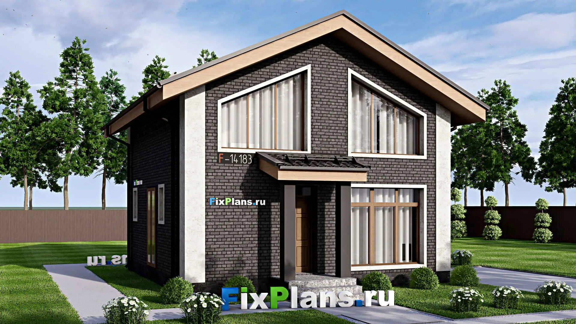 F-14183 - Проект дома с мансардой 9 на 10, площадью 100 м² с 3 спальнями