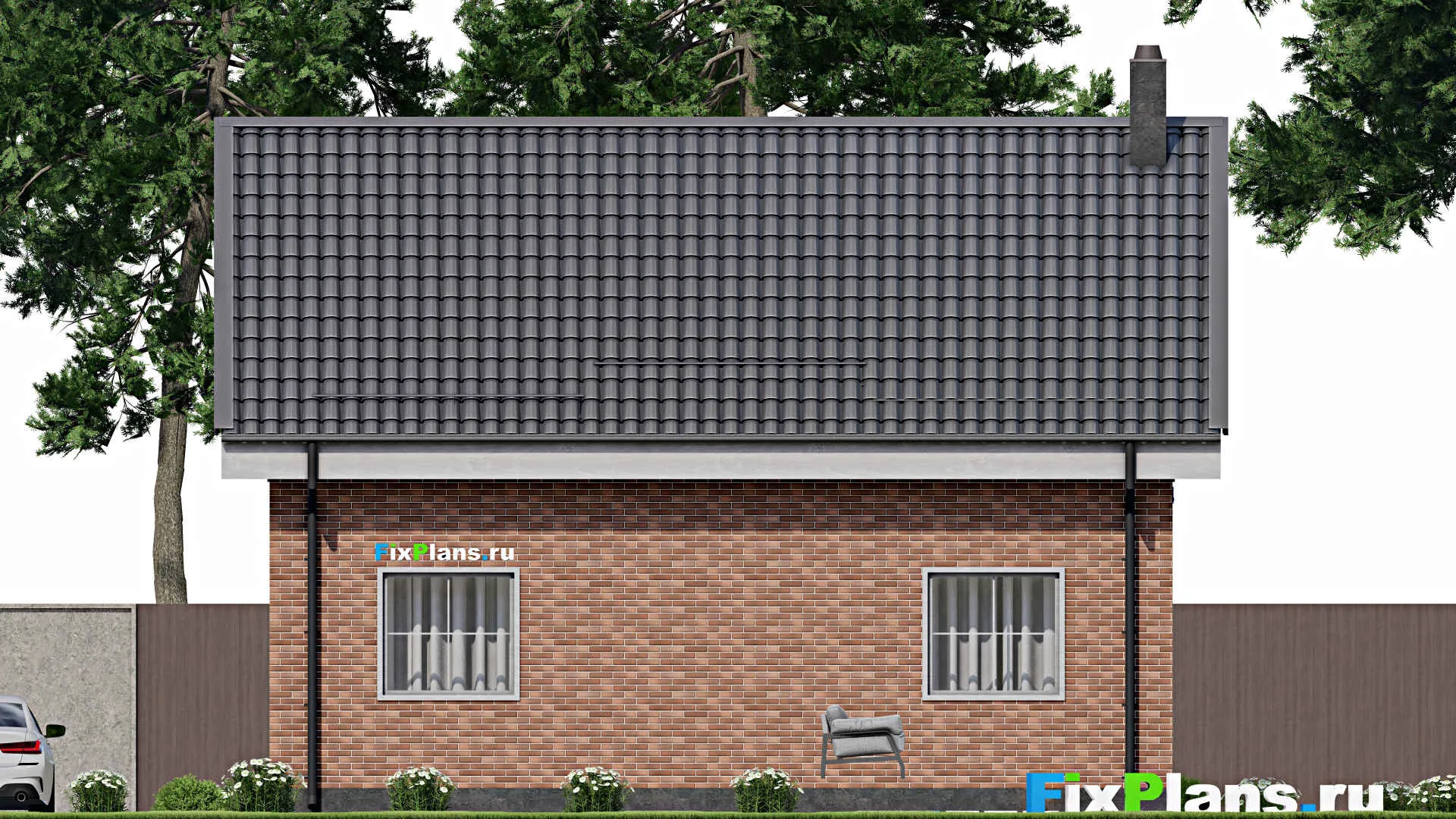 F-3473 - Проект дома с мансардой 7 на 10, площадью 100 м² с 2 спальнями