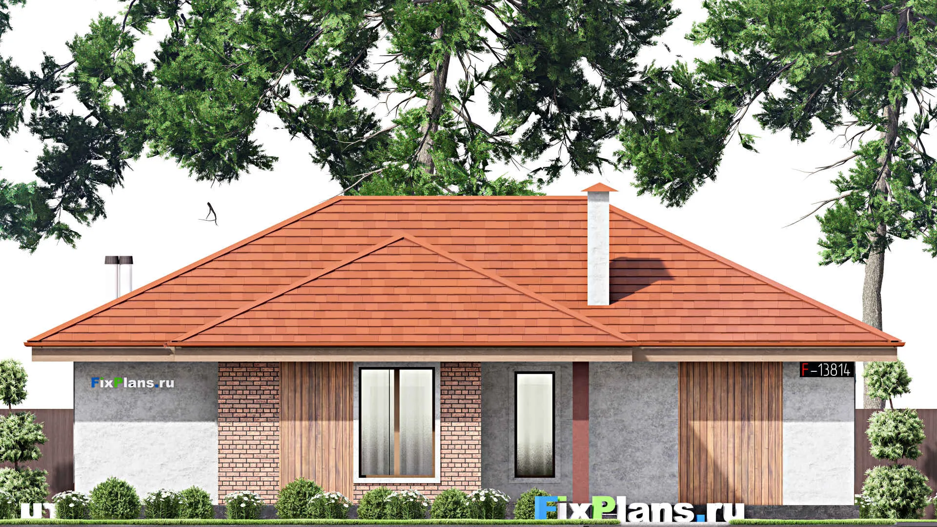 F-13814 - Проект одноэтажного дома 13 на 15, площадью 130 м² с 3 спальнями