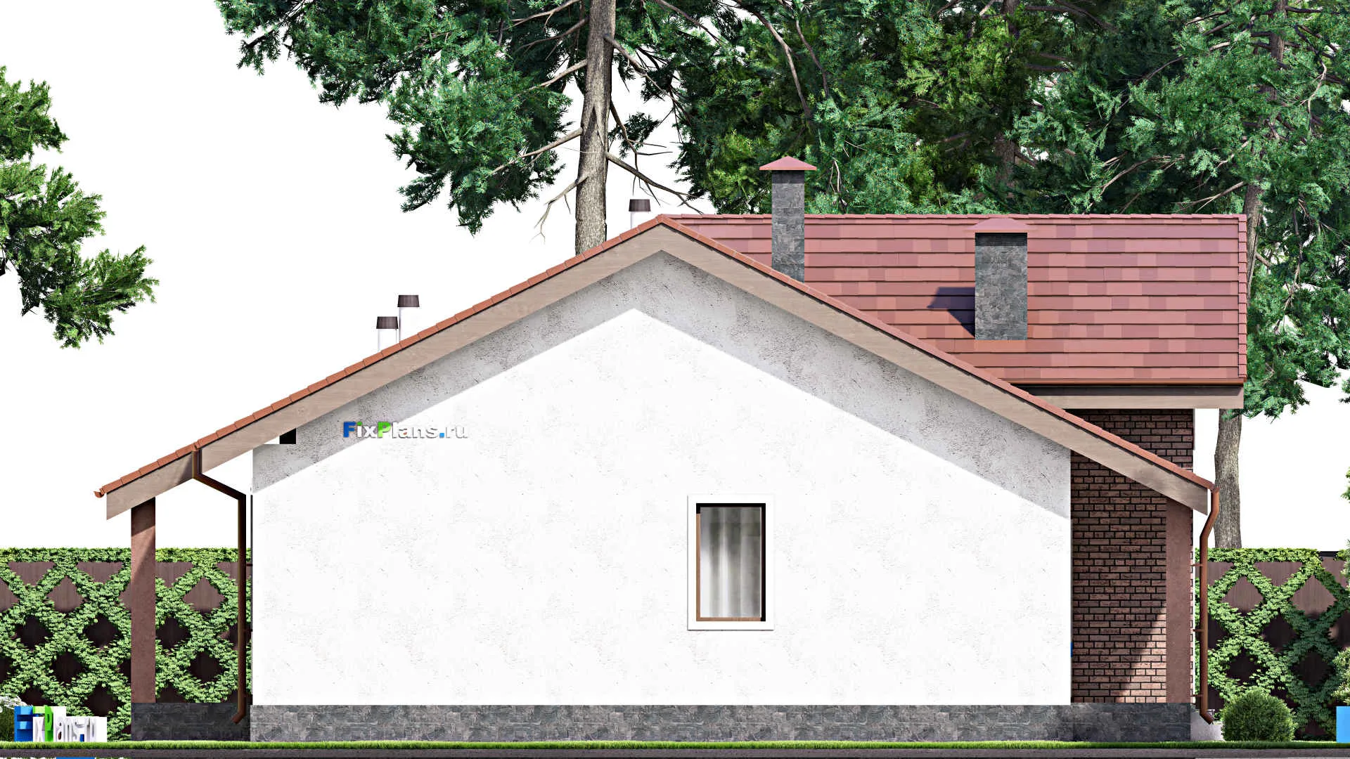 F-13535 - Проект одноэтажного дома 13 на 14, площадью 130 м² с террасой и 3 спальнями