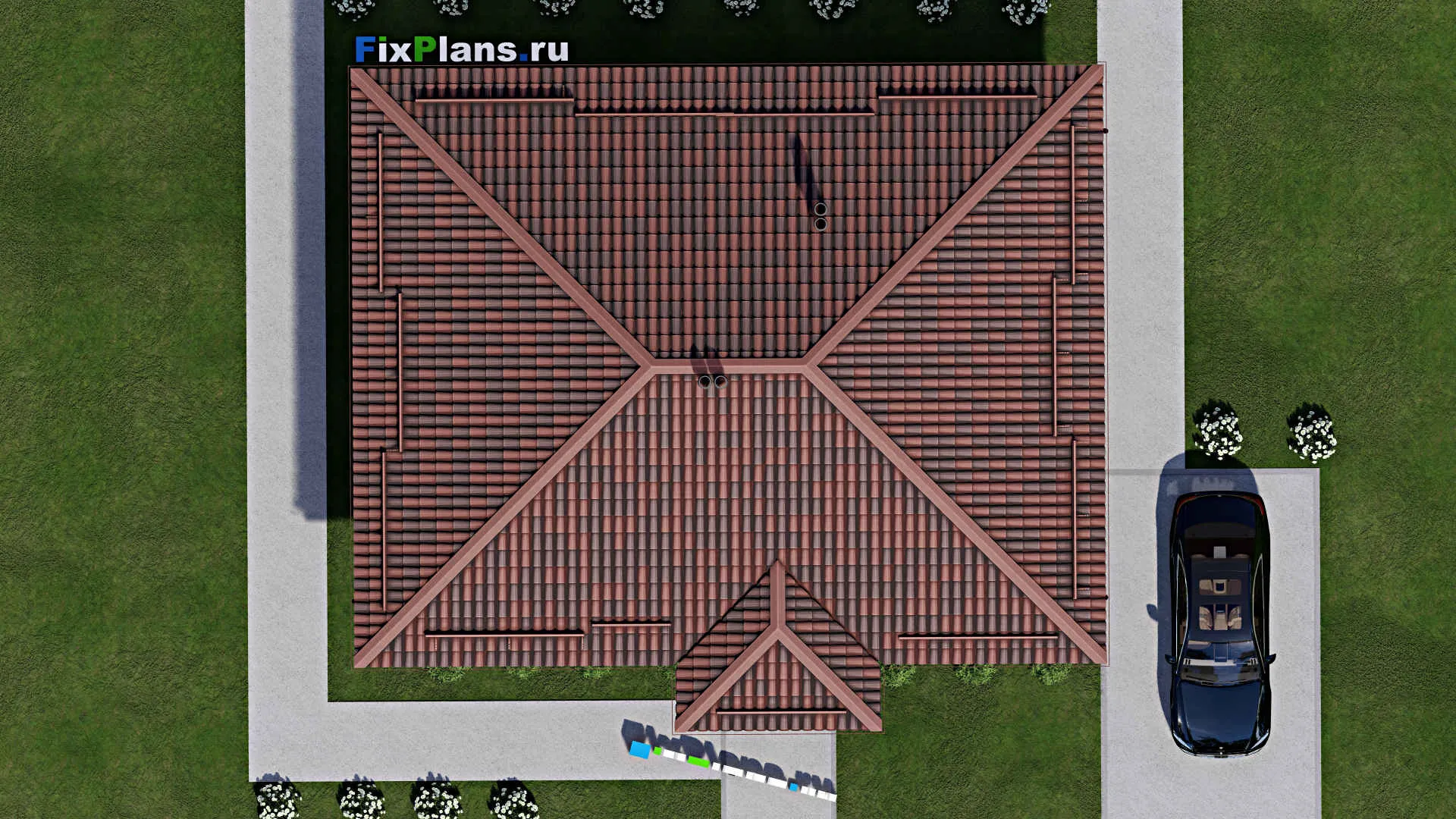 F-9737 - Проект одноэтажного дома 11 на 13, площадью 100 м² с 3 спальнями