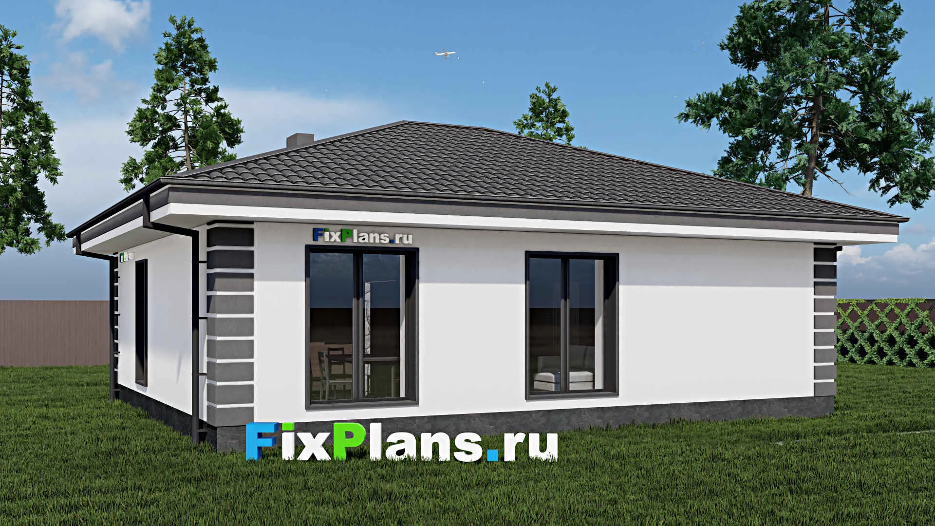 F-0728 - Проект одноэтажного дома 10 на 12, площадью 90 м² с 2 спальнями