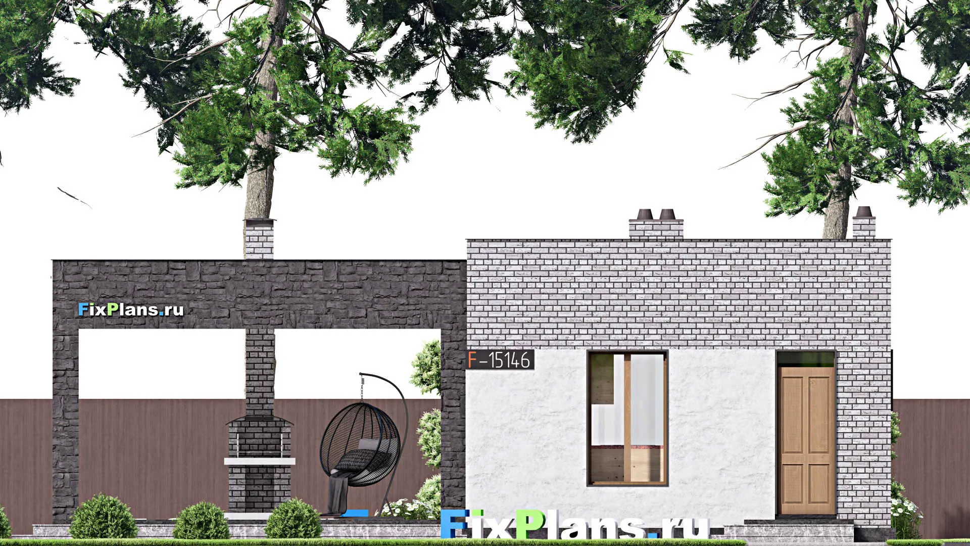 F-15146 - Проект бани 8 на 13, площадью 80 м² с комнатой отдыха, терассой и санузлом