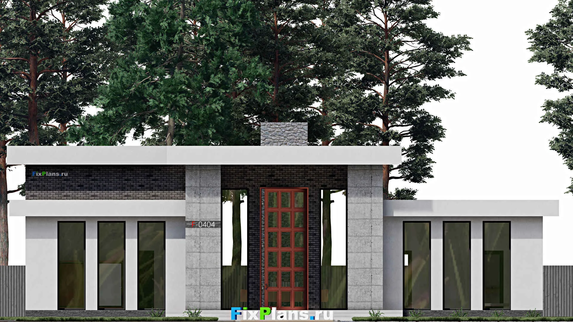 F-0404 - Проект одноэтажного дома 12 на 23, площадью 290 м² с террасой и 2 спальнями