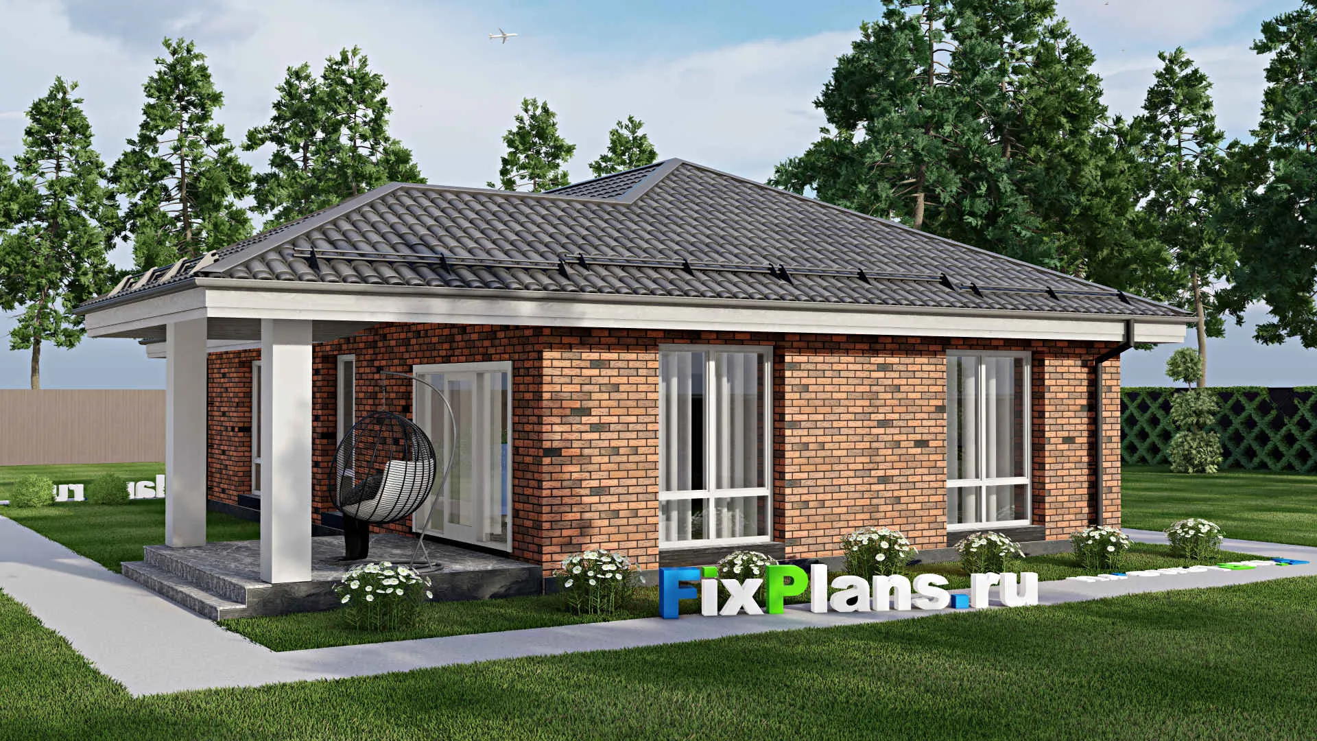 F-10412 - Проект одноэтажного дома 13 на 16, площадью 130 м² с 2 спальнями