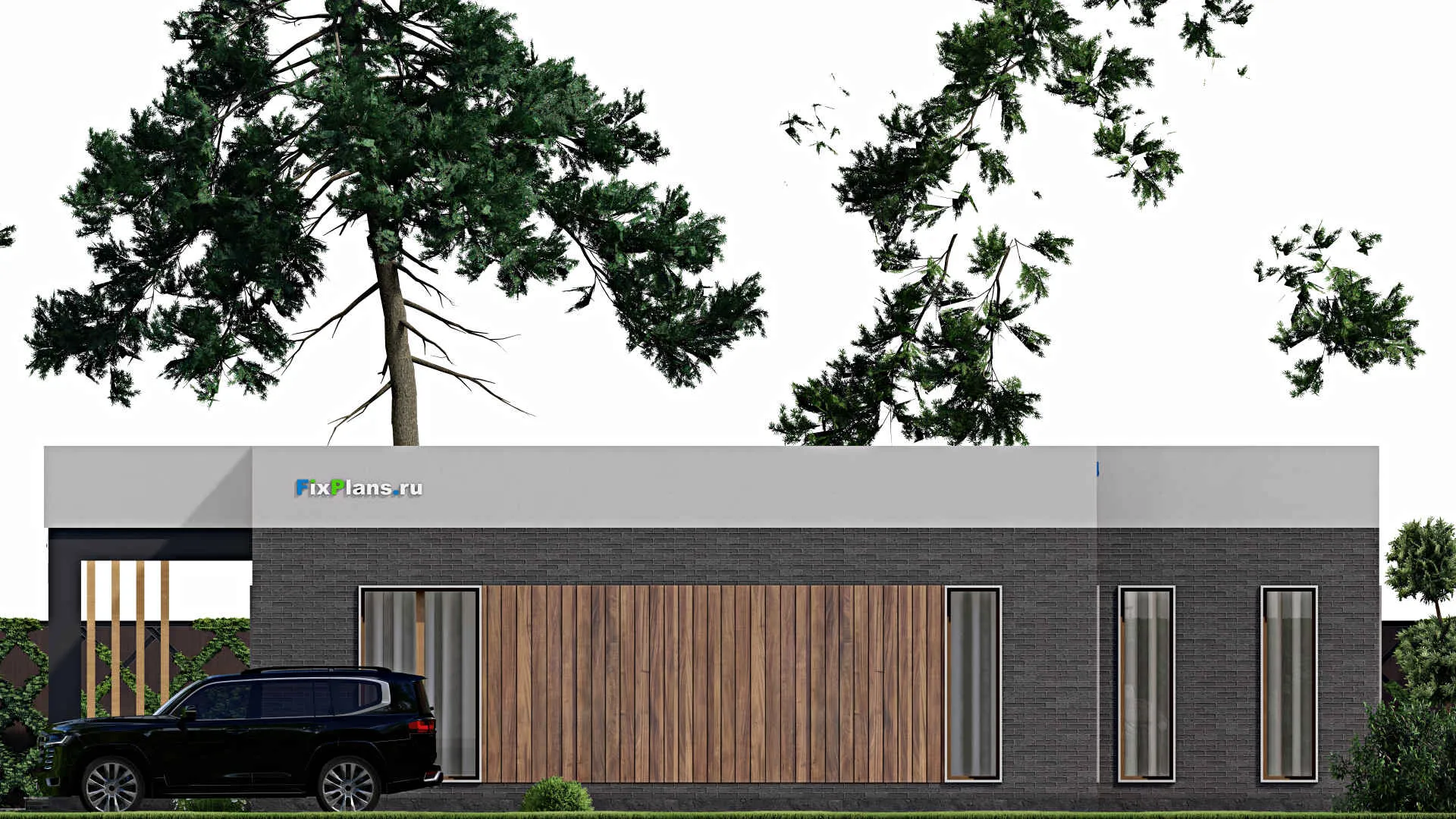 F-8927 - Проект одноэтажного дома 17 на 18, площадью 220 м² с террасой и 3 спальнями