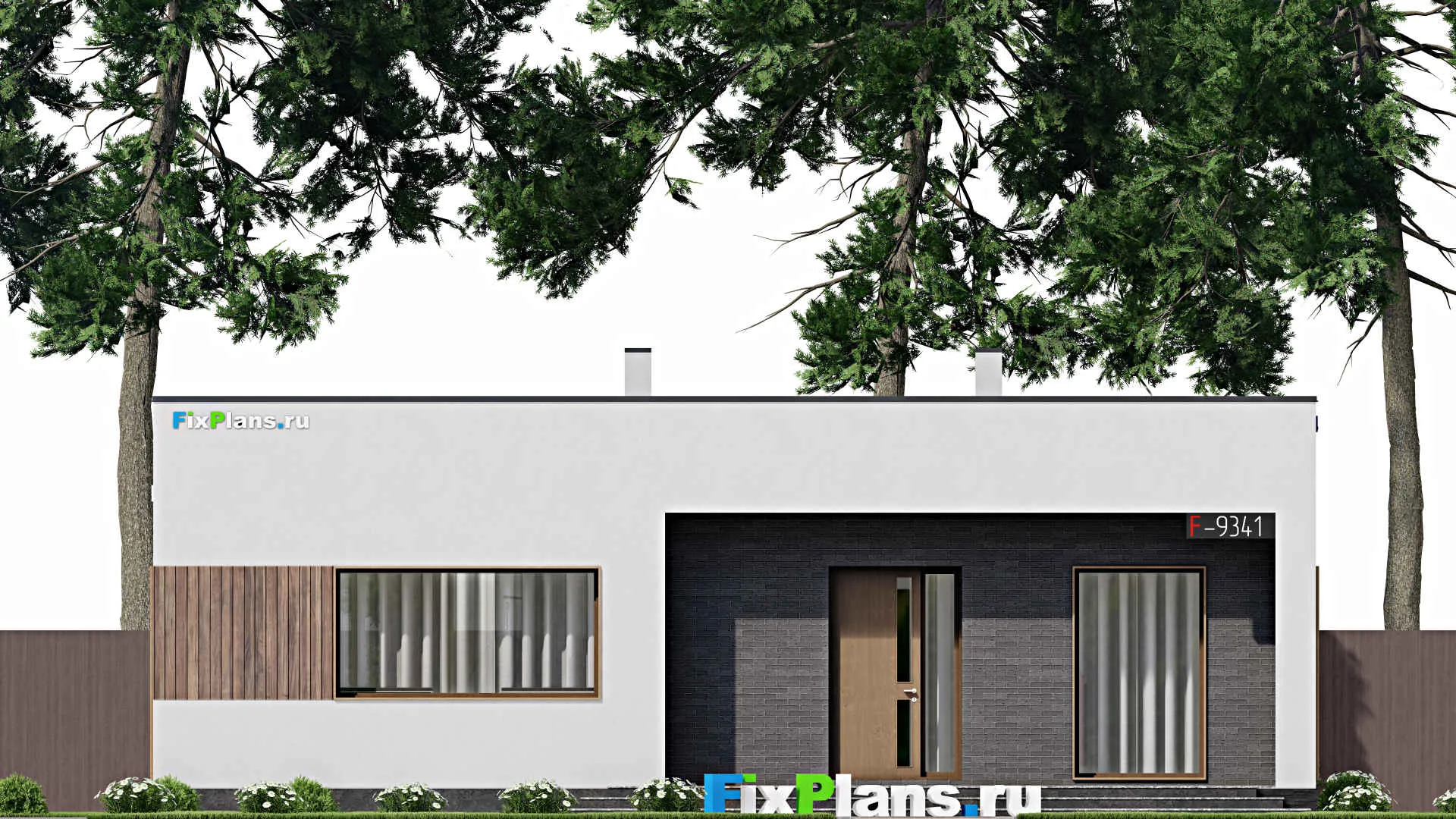 F-9341 - Проект одноэтажного дома 14 на 15, площадью 150 м² с террасой и 3 спальнями