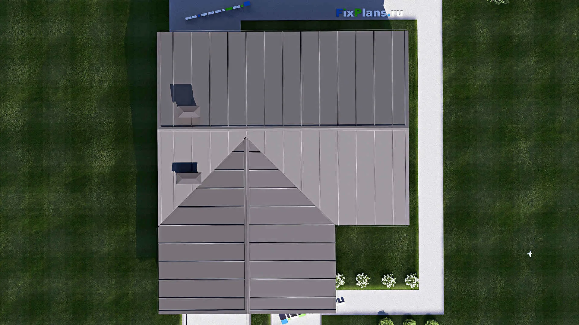 F-18242 - Проект одноэтажного дома 14 на 16, площадью 150 м² с гаражом на 2 машины и 2 спальнями