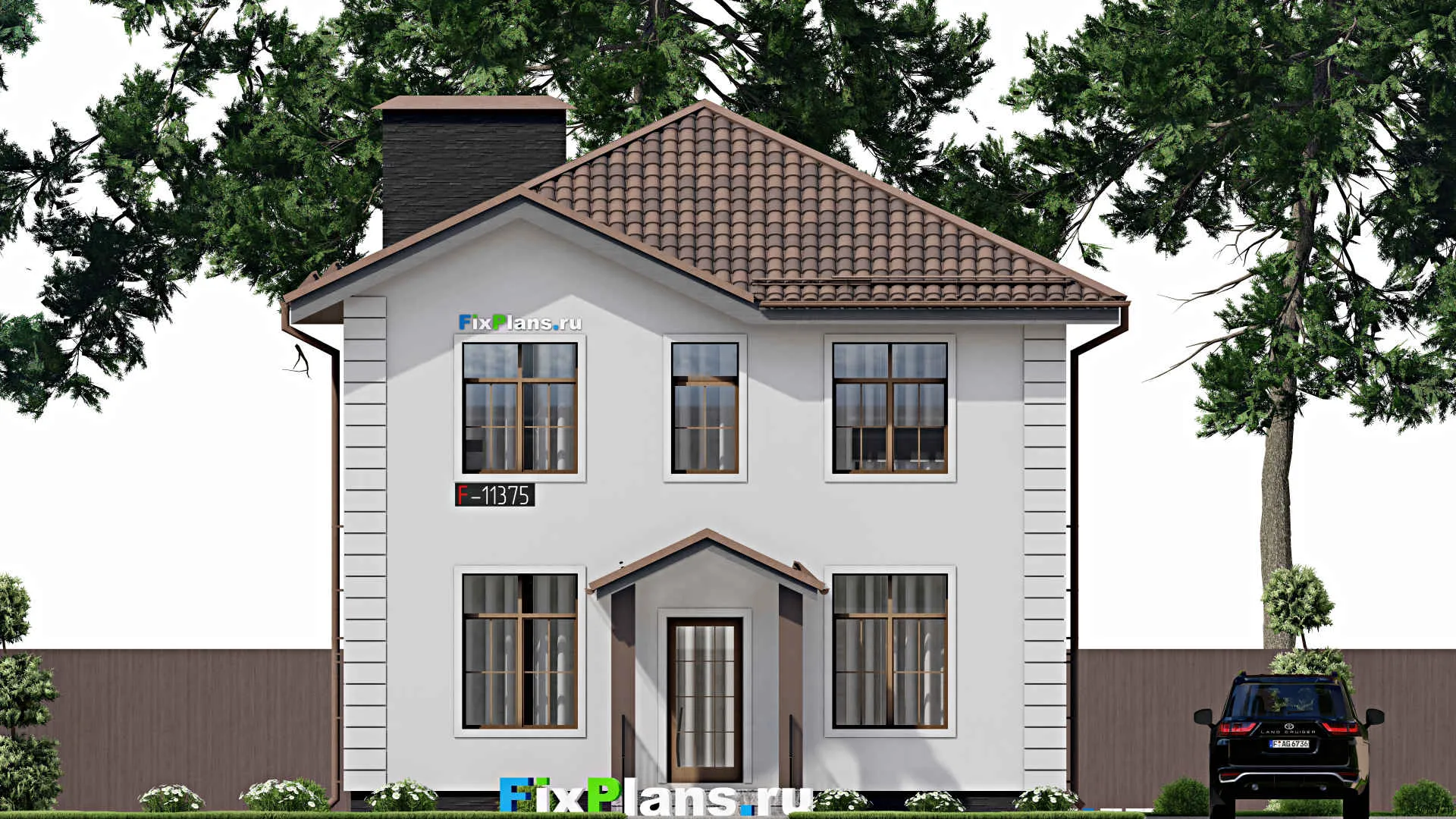 F-11375 - Проект двухэтажного дома 9 на 14, площадью 150 м² с террасой и 3 спальнями