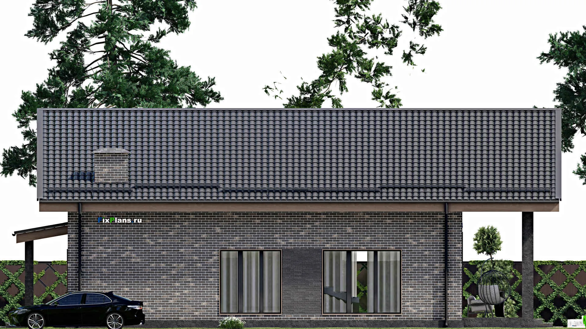 F-6605 - Проект дома с мансардой 12 на 14, площадью 240 м² с террасой и 3 спальнями