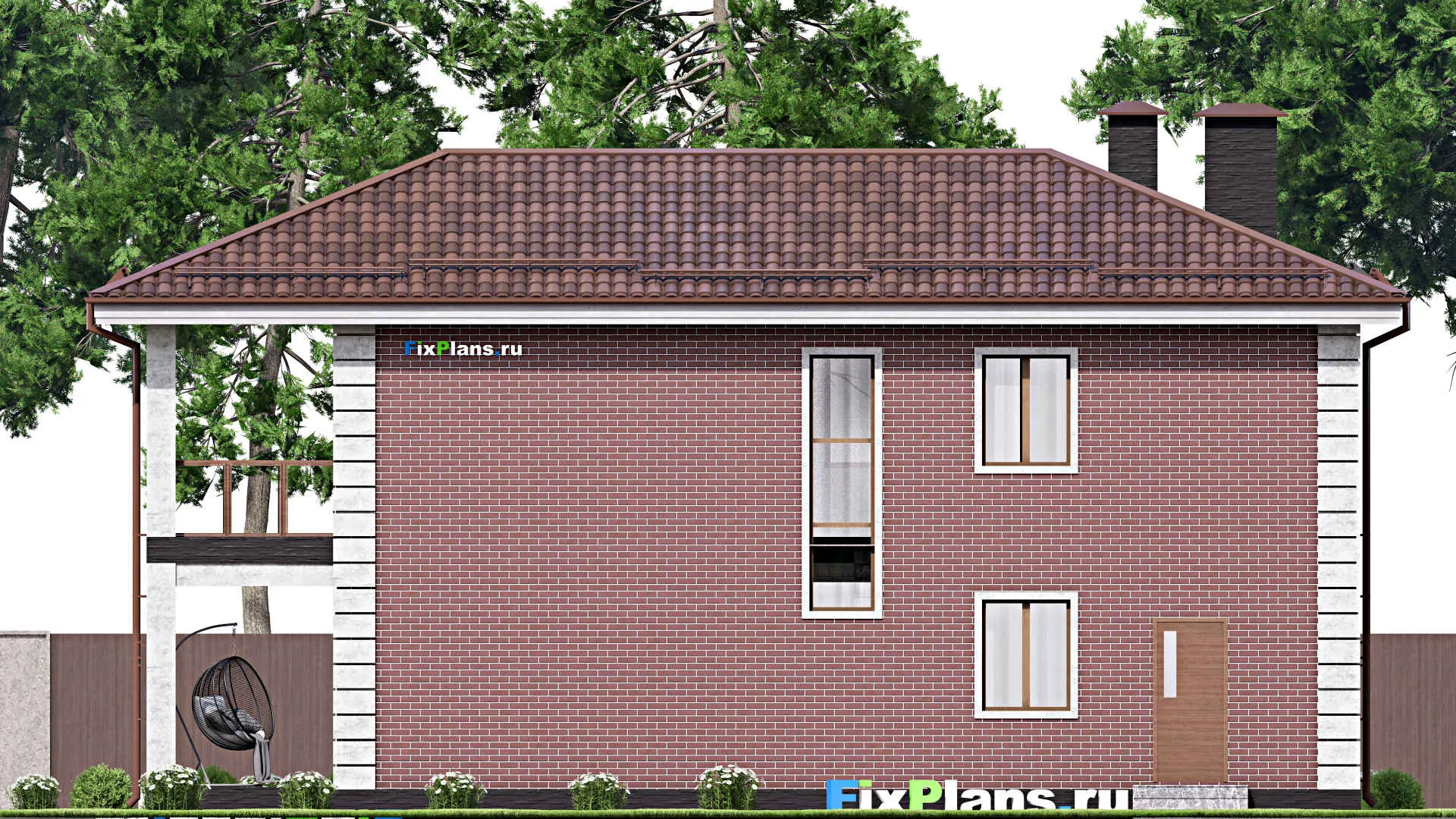 F-13238 - Проект двухэтажного дома 10 на 16, площадью 200 м² с террасой, балконом и 4 спальнями