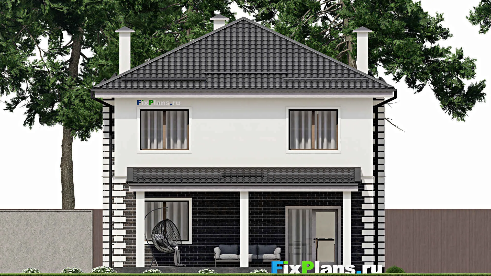 F-4769 - Проект двухэтажного дома 10 на 11, площадью 160 м² с террасой и 4 спальнями