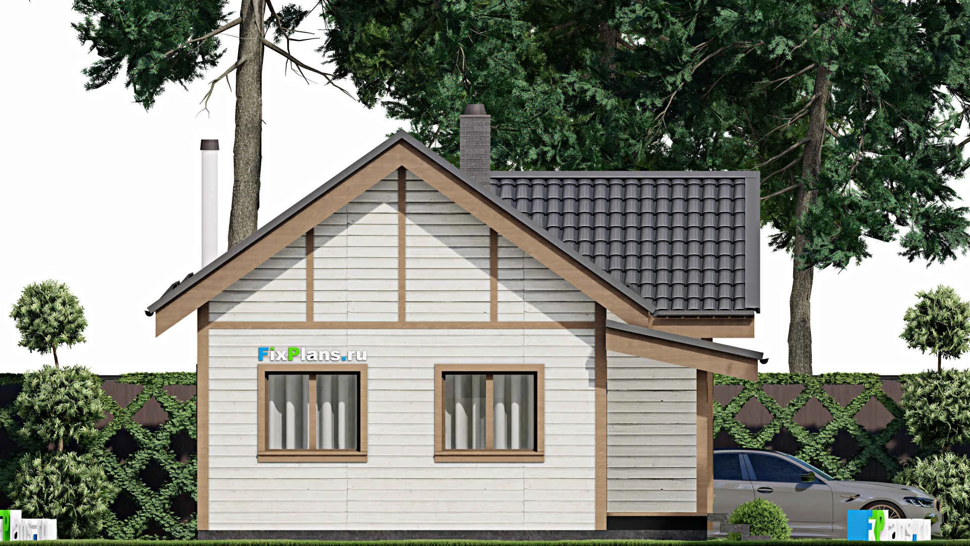 F-12320 - Проект одноэтажного дома 8 на 11, площадью 60 м² с 2 спальнями