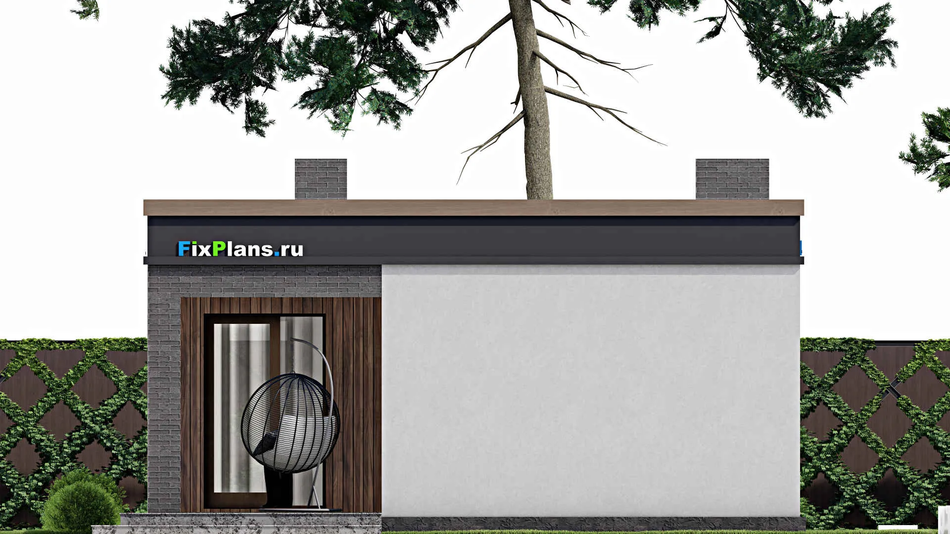F-7973 - Проект одноэтажного дома 9 на 16, площадью 100 м² с террасой и 3 спальнями