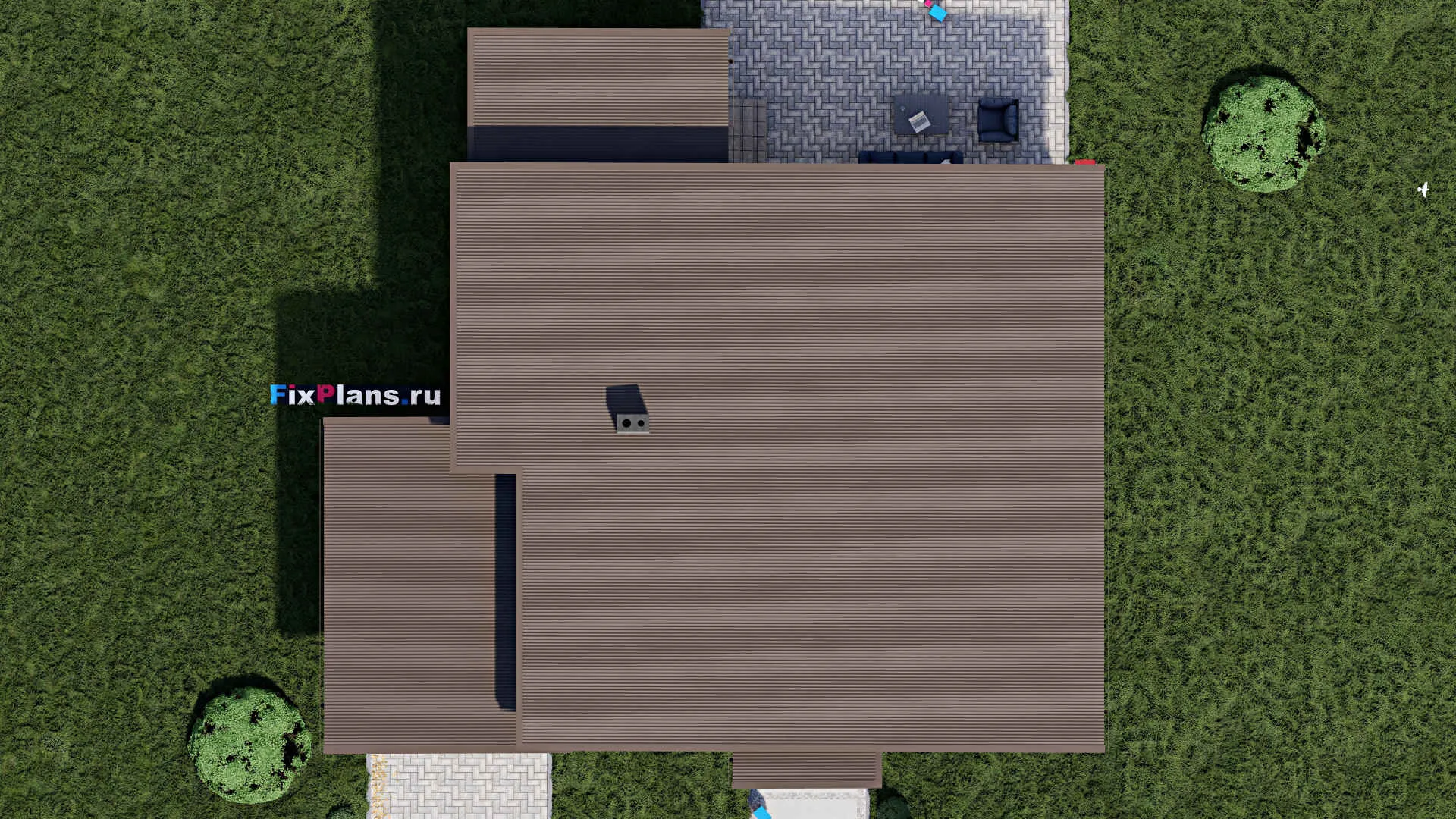 F-0098 - Проект одноэтажного дома 16 на 16, площадью 160 м² с террасой и 3 спальнями