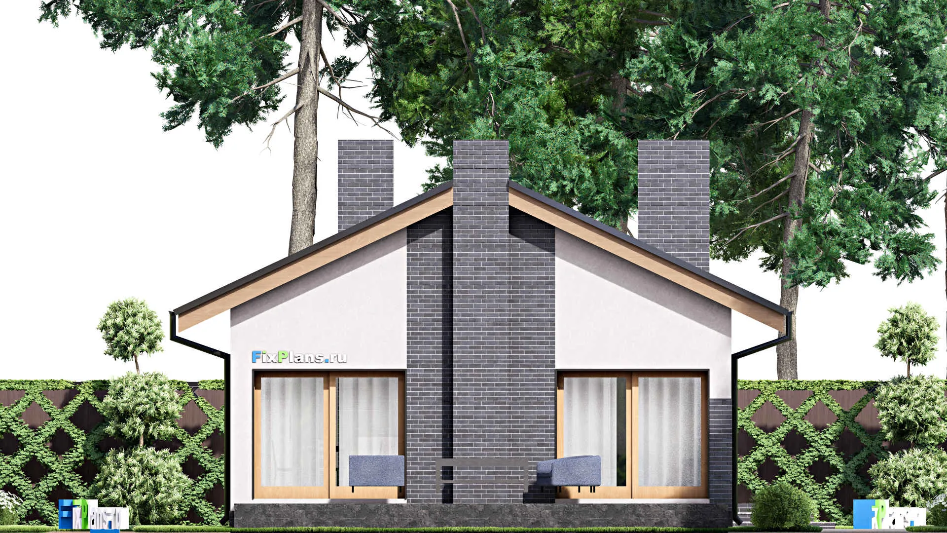F-15803 - Проект одноэтажного дома 9 на 20, площадью 140 м² с террасой и 4 спальнями