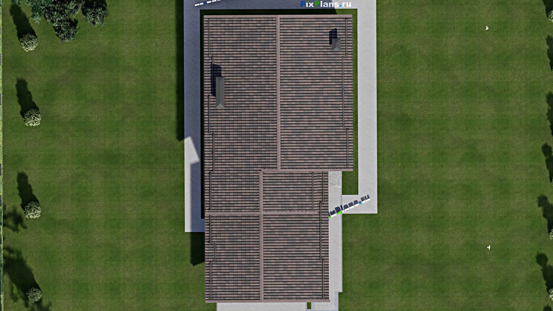 F-6758 - Проект двухэтажного дома 10 на 15, площадью 260 м² с гаражом на 2 машины и 2 спальнями